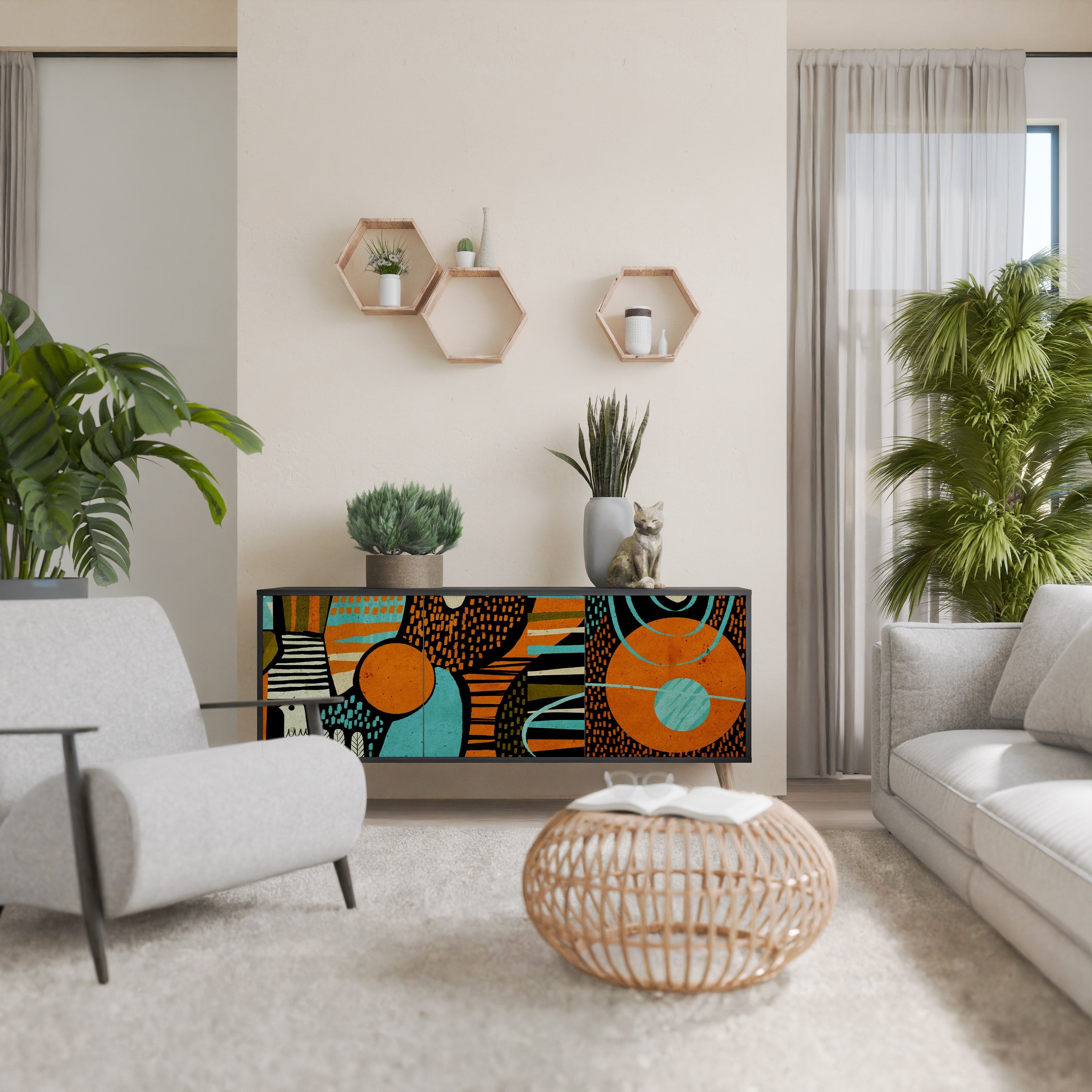 Buffet 3 portes GEODE GLIMMER finition noire