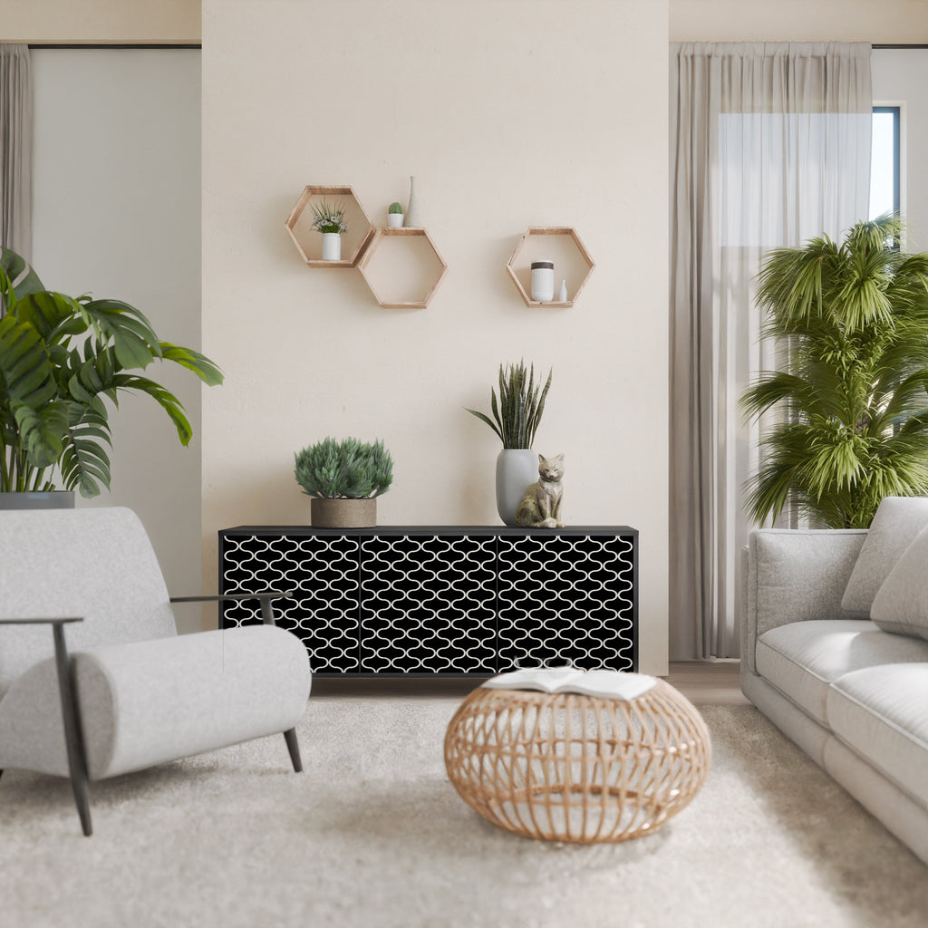 Buffet 3 portes TESSELATED BLACKNESS en finition noire