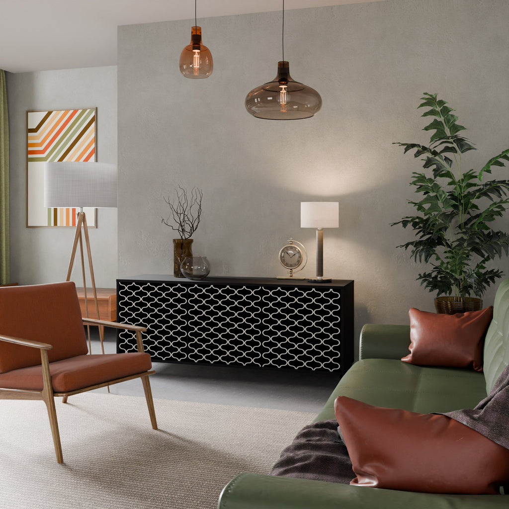 Buffet 3 portes TESSELATED BLACKNESS en finition noire