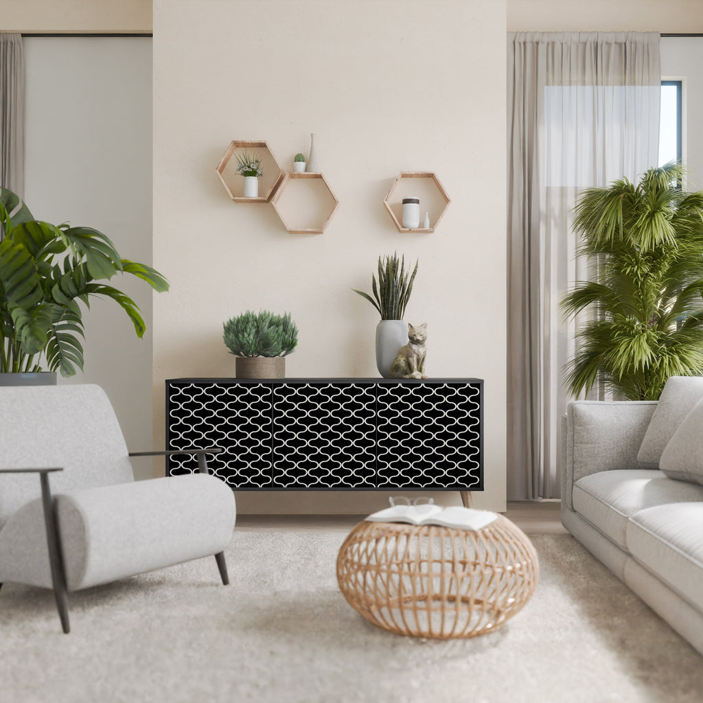 Buffet 3 portes TESSELATED BLACKNESS en finition noire