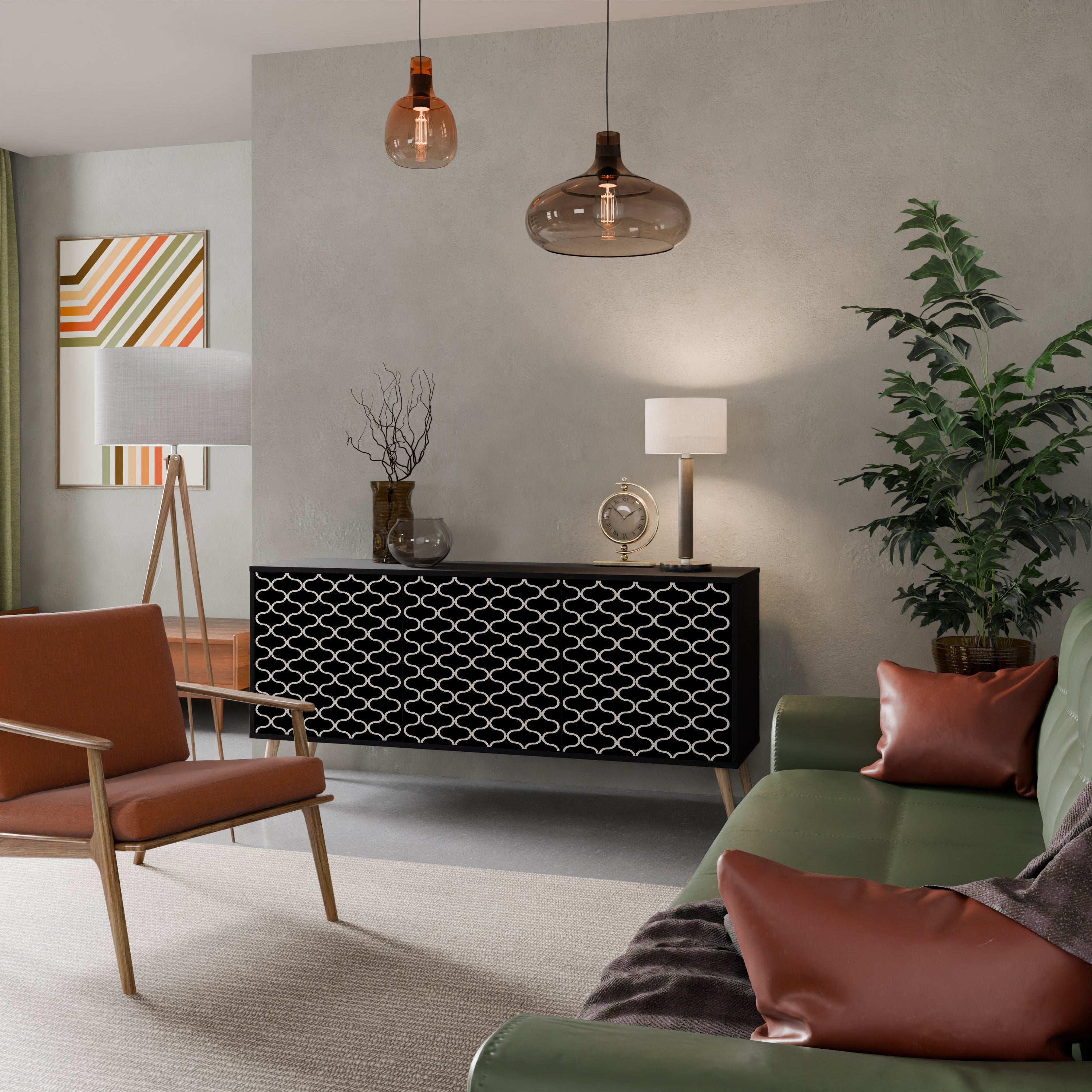 Buffet 3 portes TESSELATED BLACKNESS en finition noire