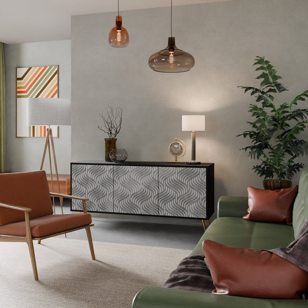 Buffet 3 portes CONCRETE MOVEMENT en finition noire