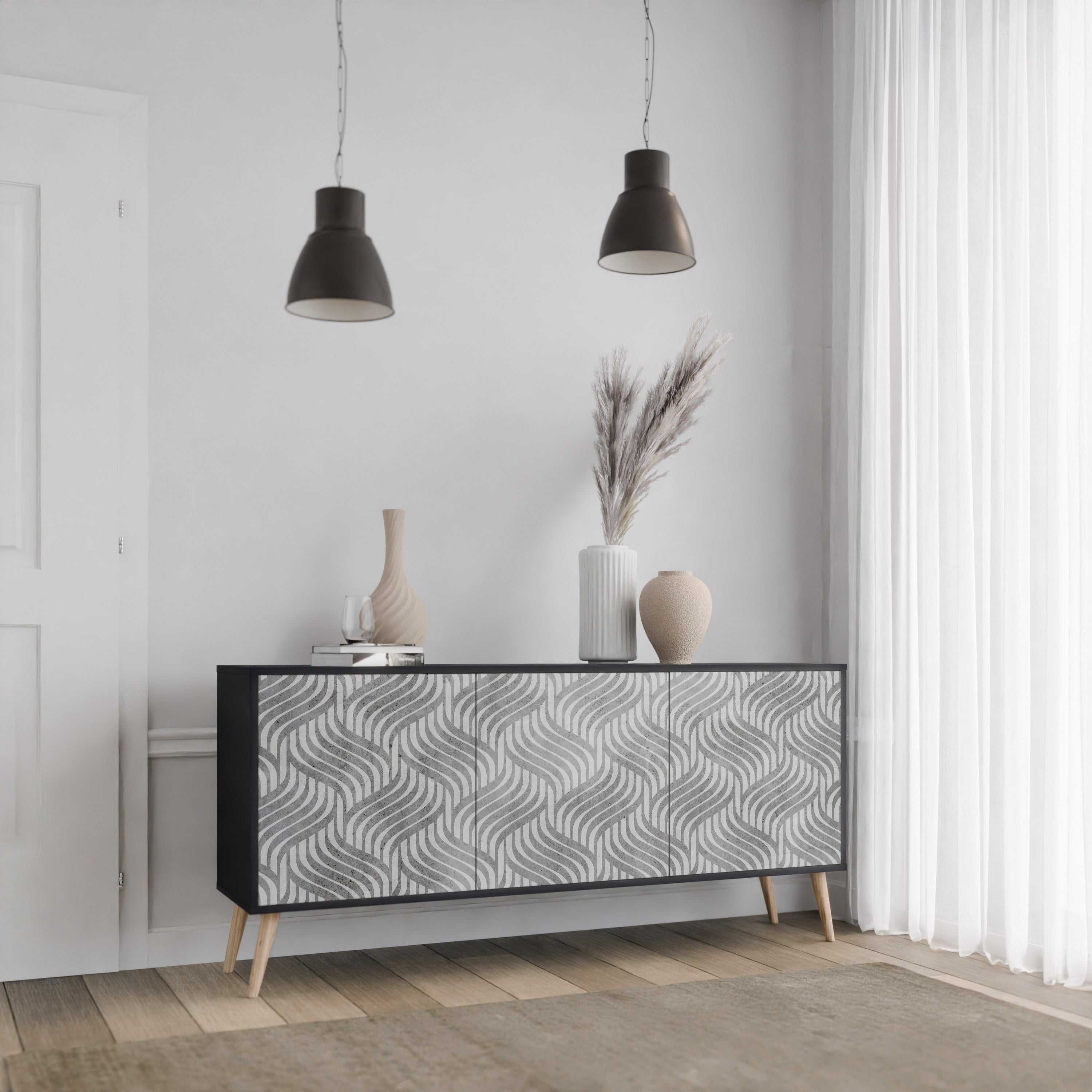 Buffet 3 portes CONCRETE MOVEMENT en finition noire