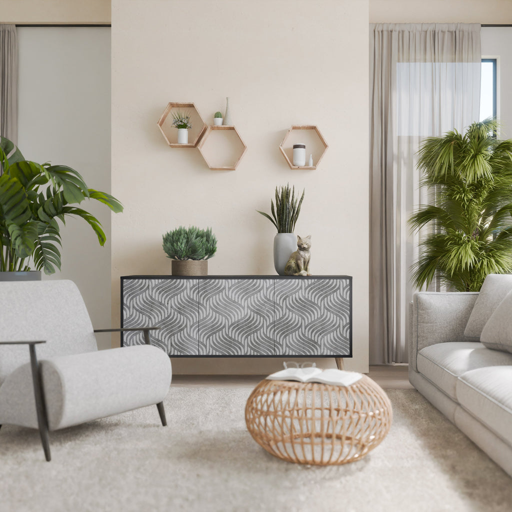 Buffet 3 portes CONCRETE MOVEMENT en finition noire