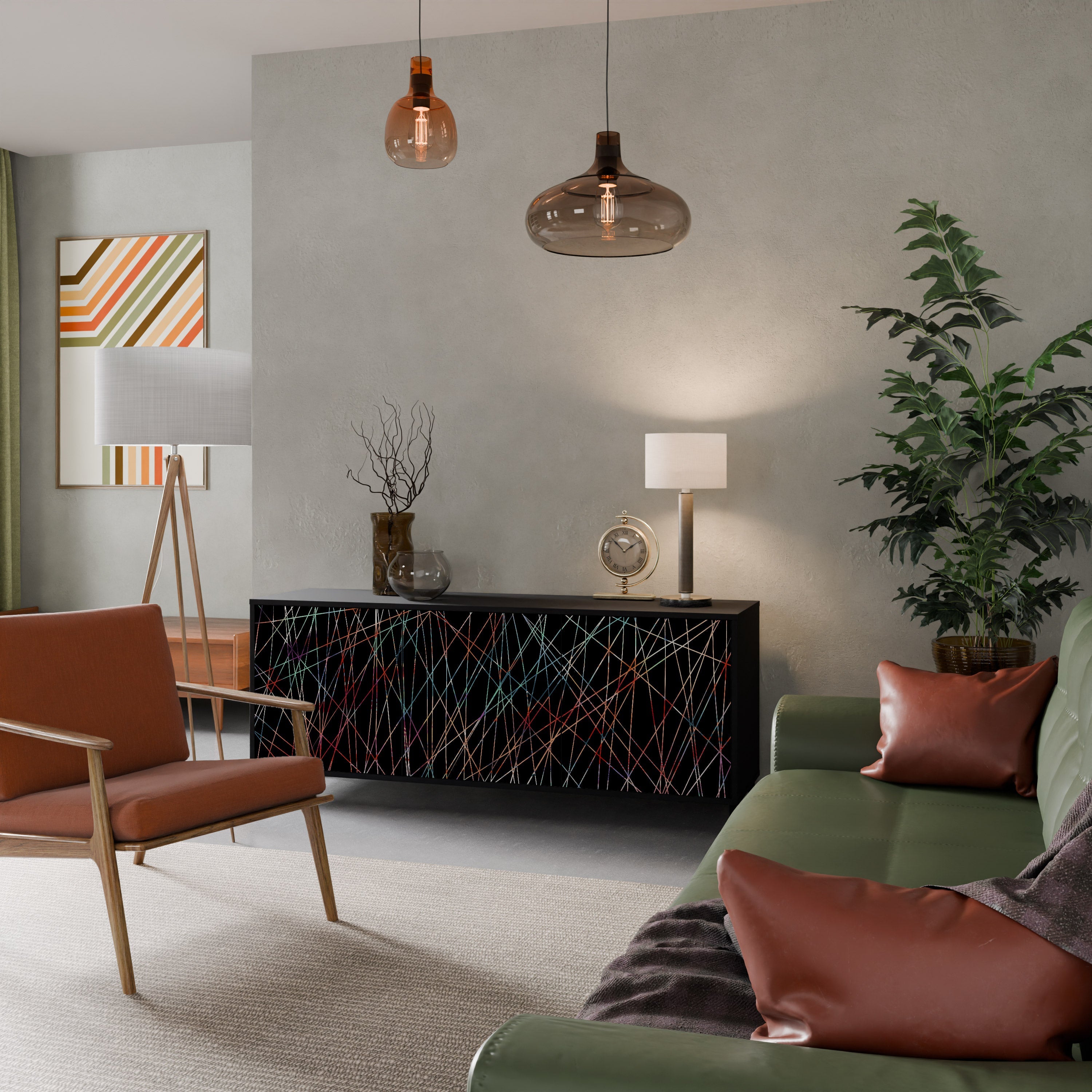 Buffet 3 portes LUMINOUS SNARE finition noire