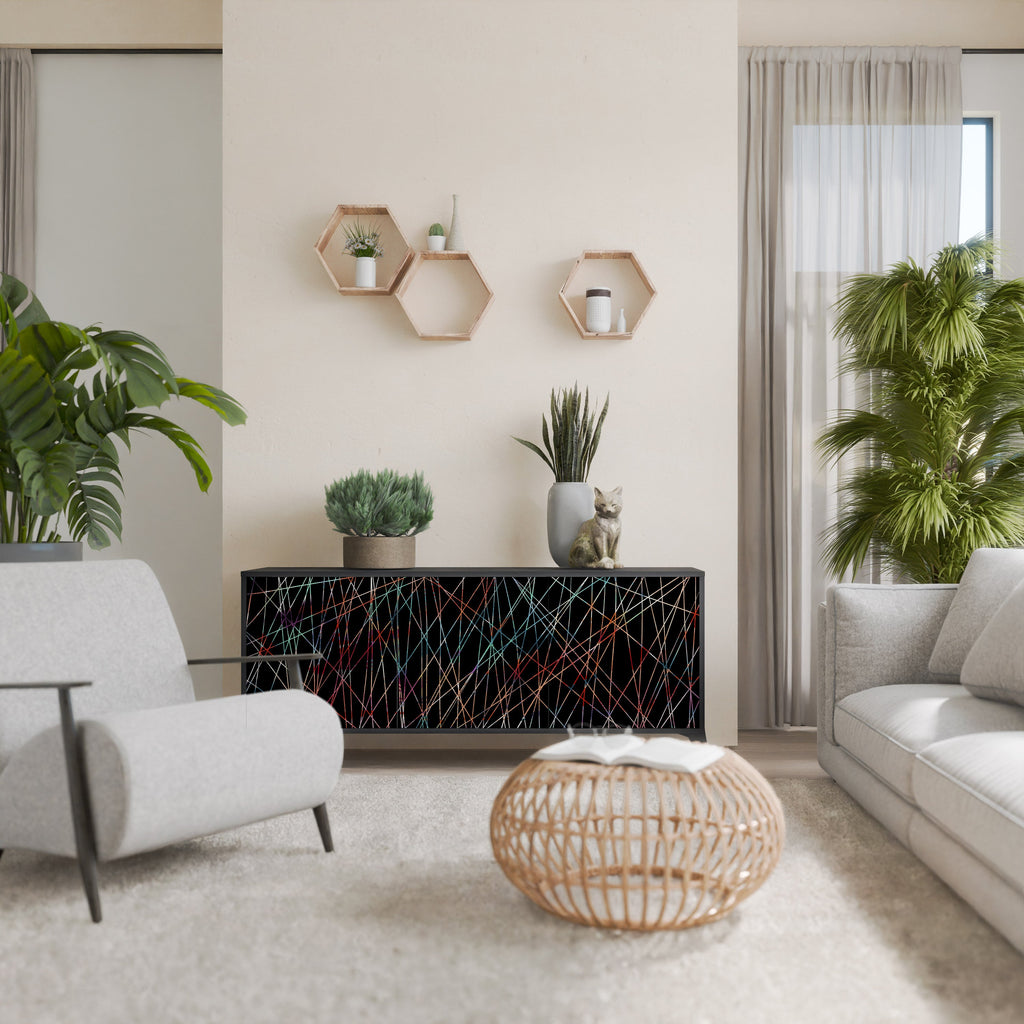 Buffet 3 portes LUMINOUS SNARE finition noire