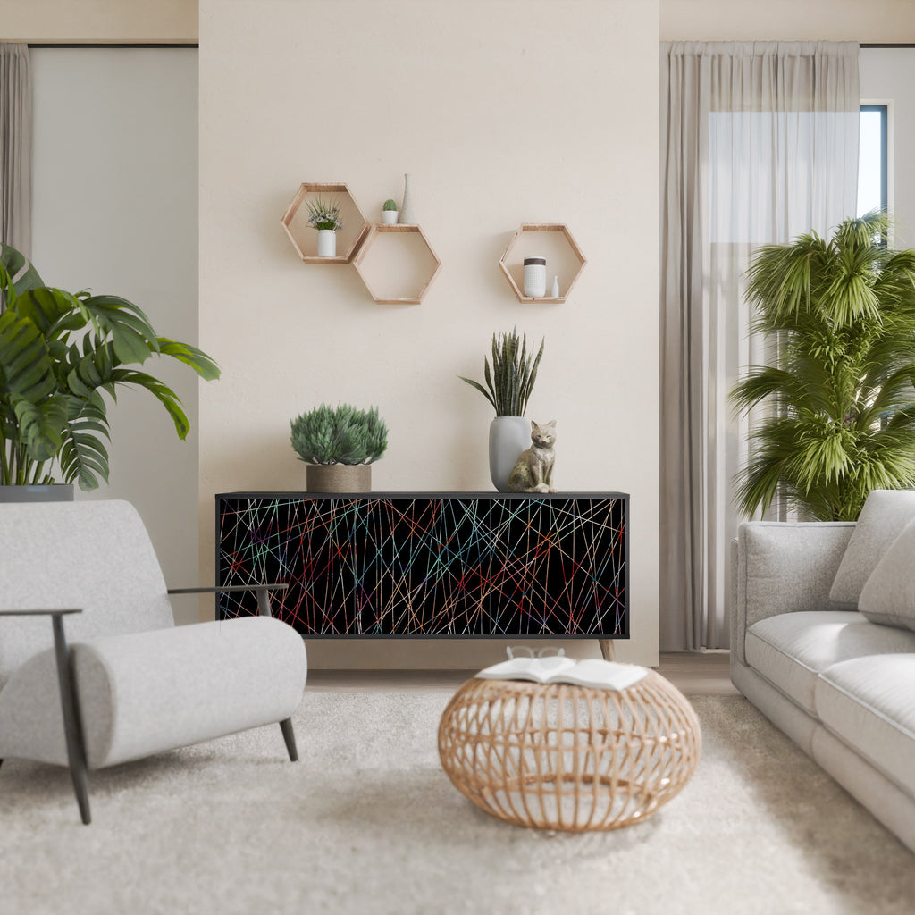 Buffet 3 portes LUMINOUS SNARE finition noire