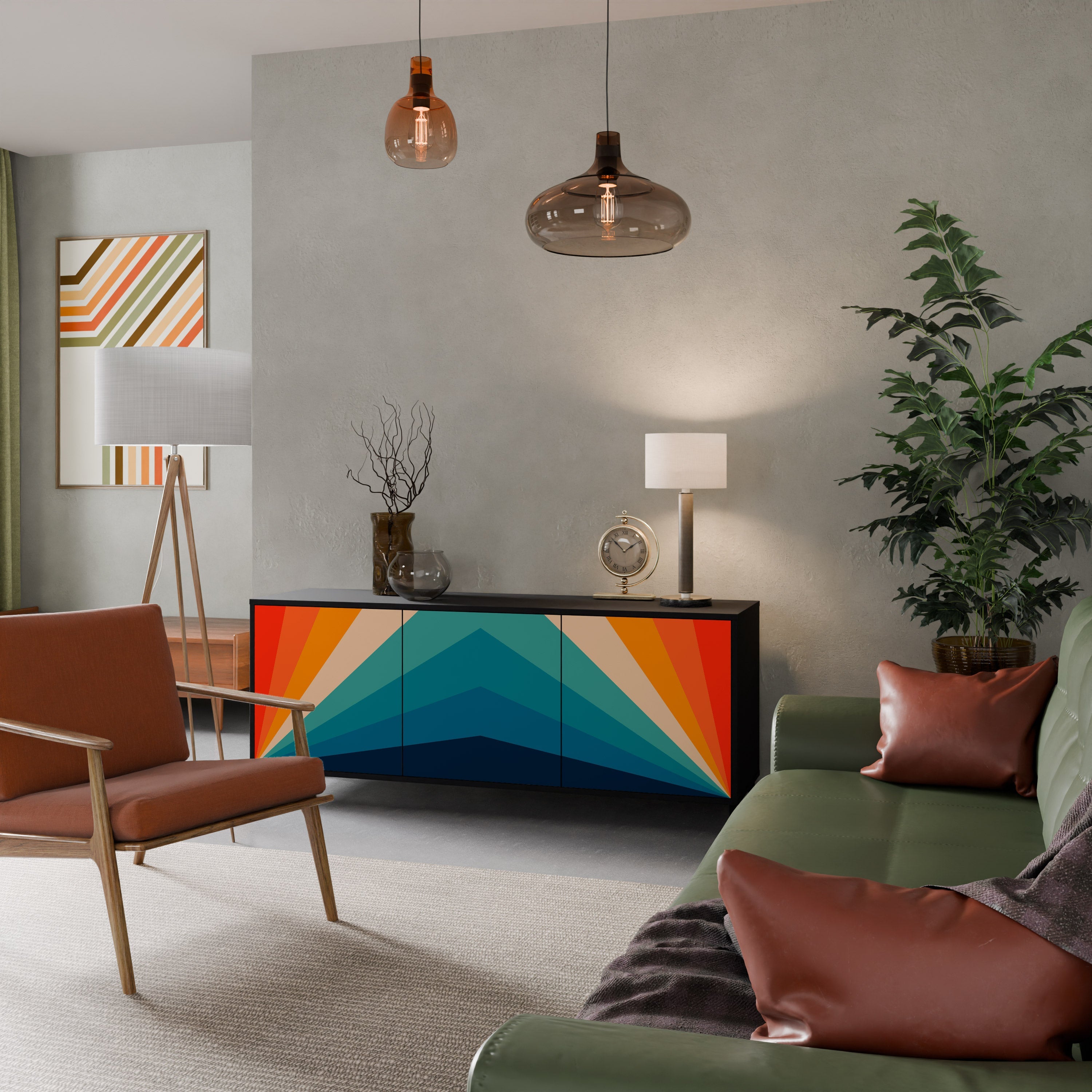 Buffet 3 portes PRISM CONCUSSION finition noire