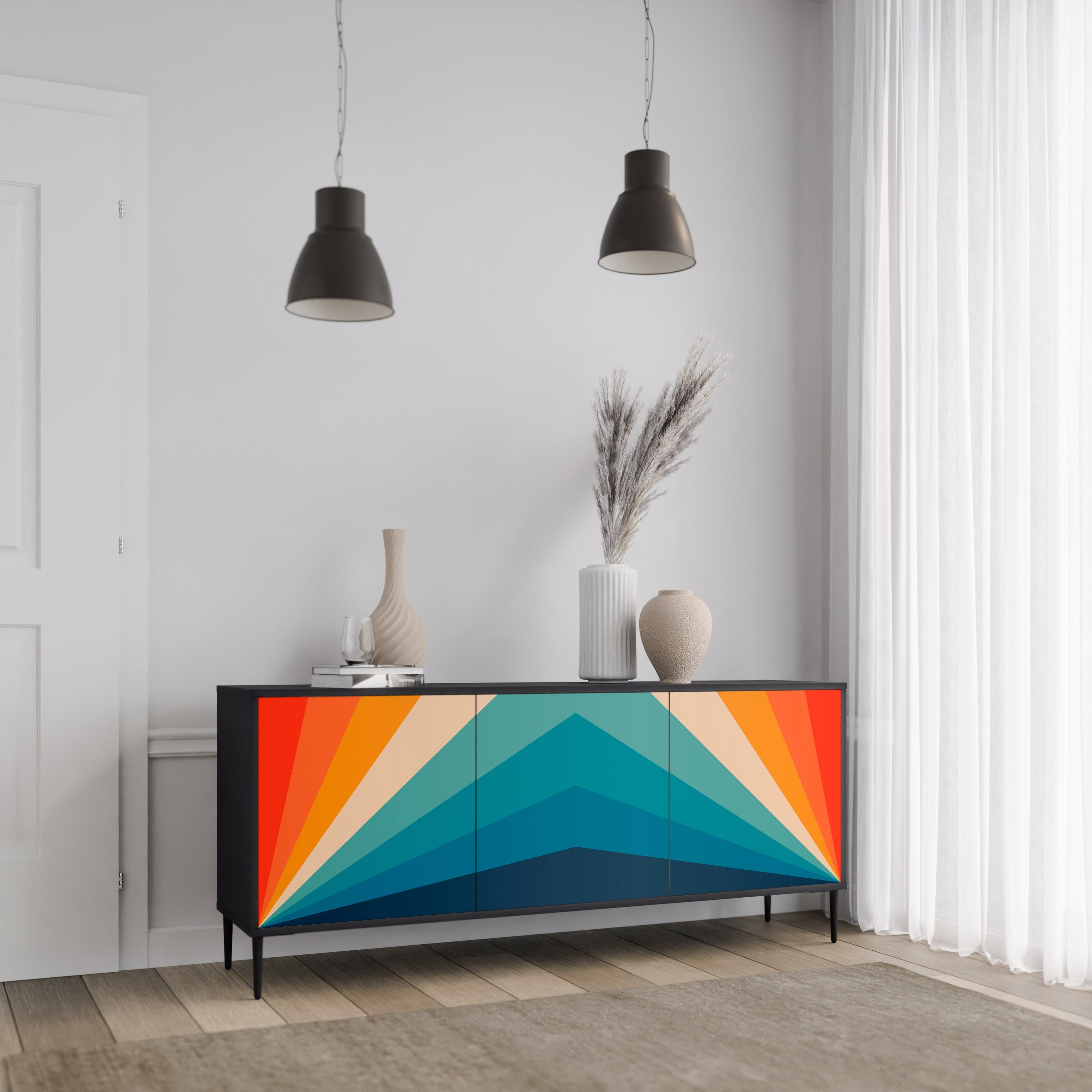 Buffet 3 portes PRISM CONCUSSION finition noire