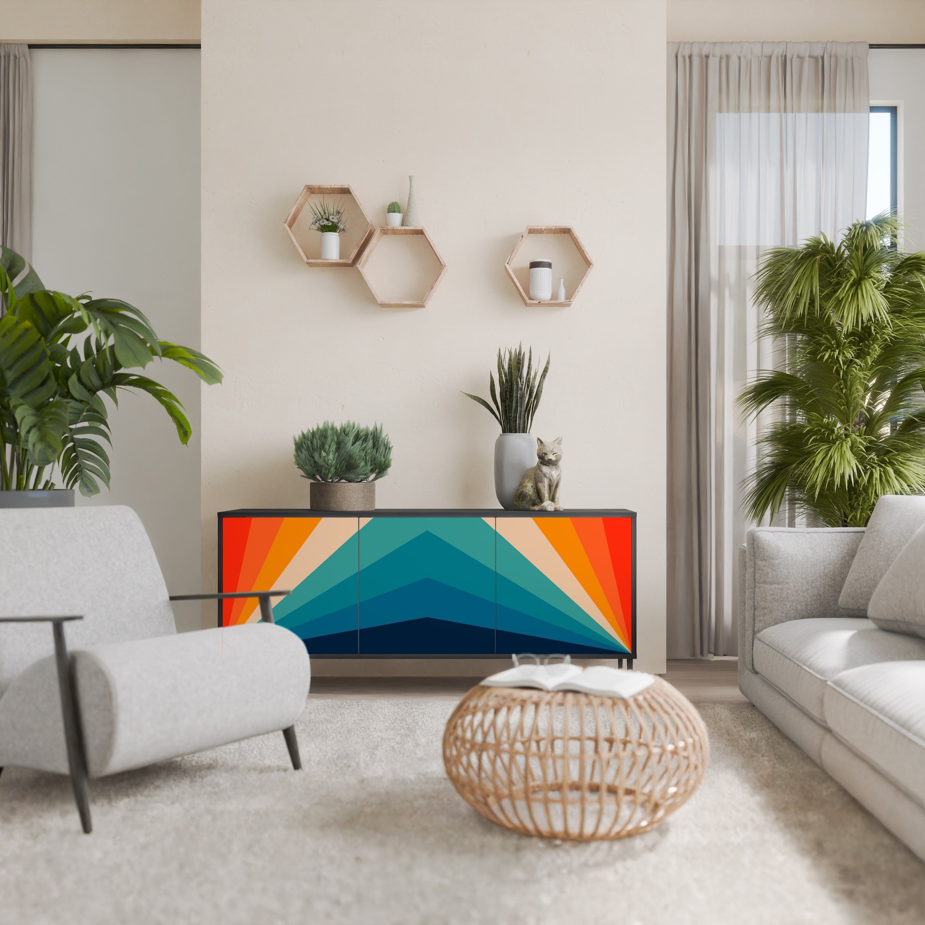 Buffet 3 portes PRISM CONCUSSION finition noire