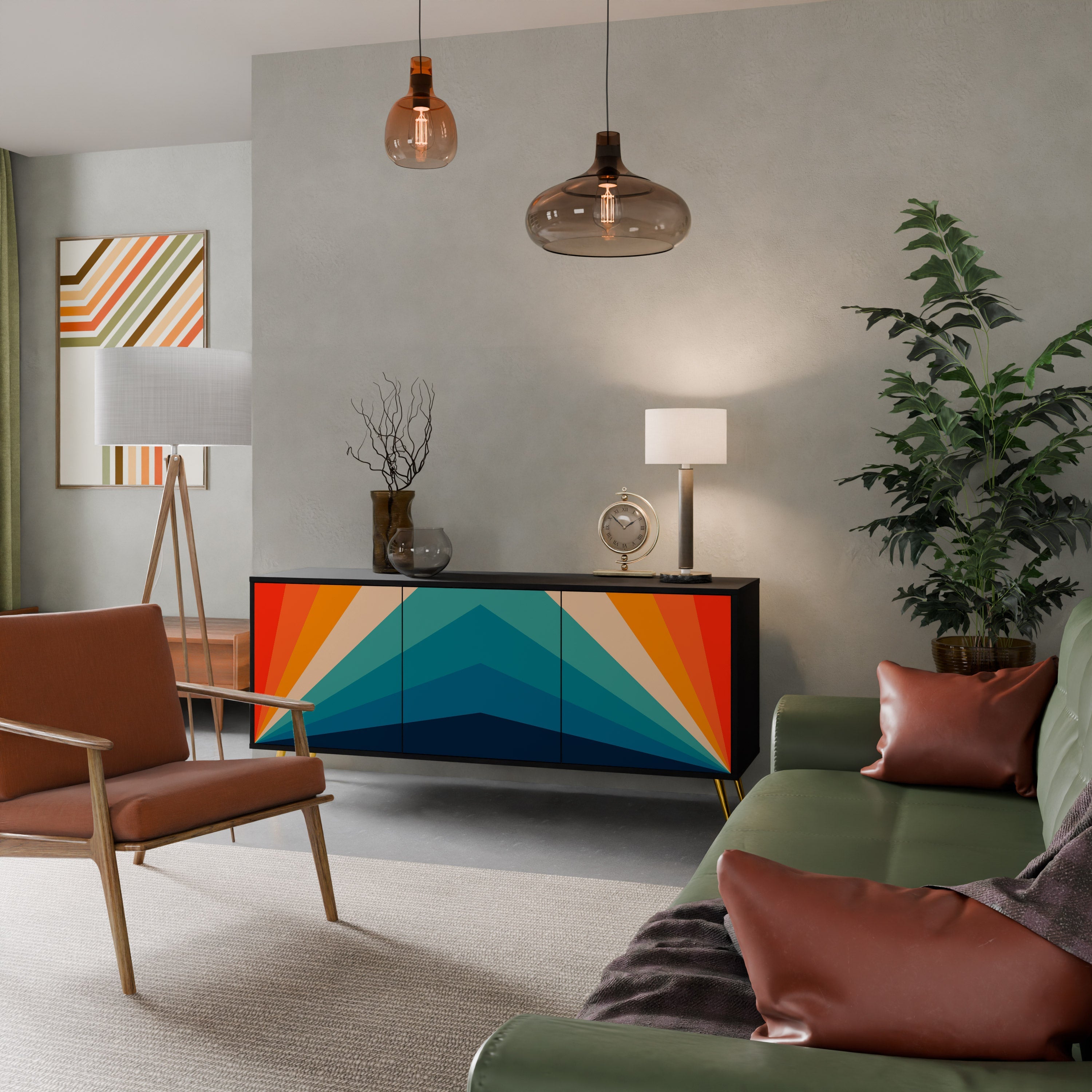 Buffet 3 portes PRISM CONCUSSION finition noire