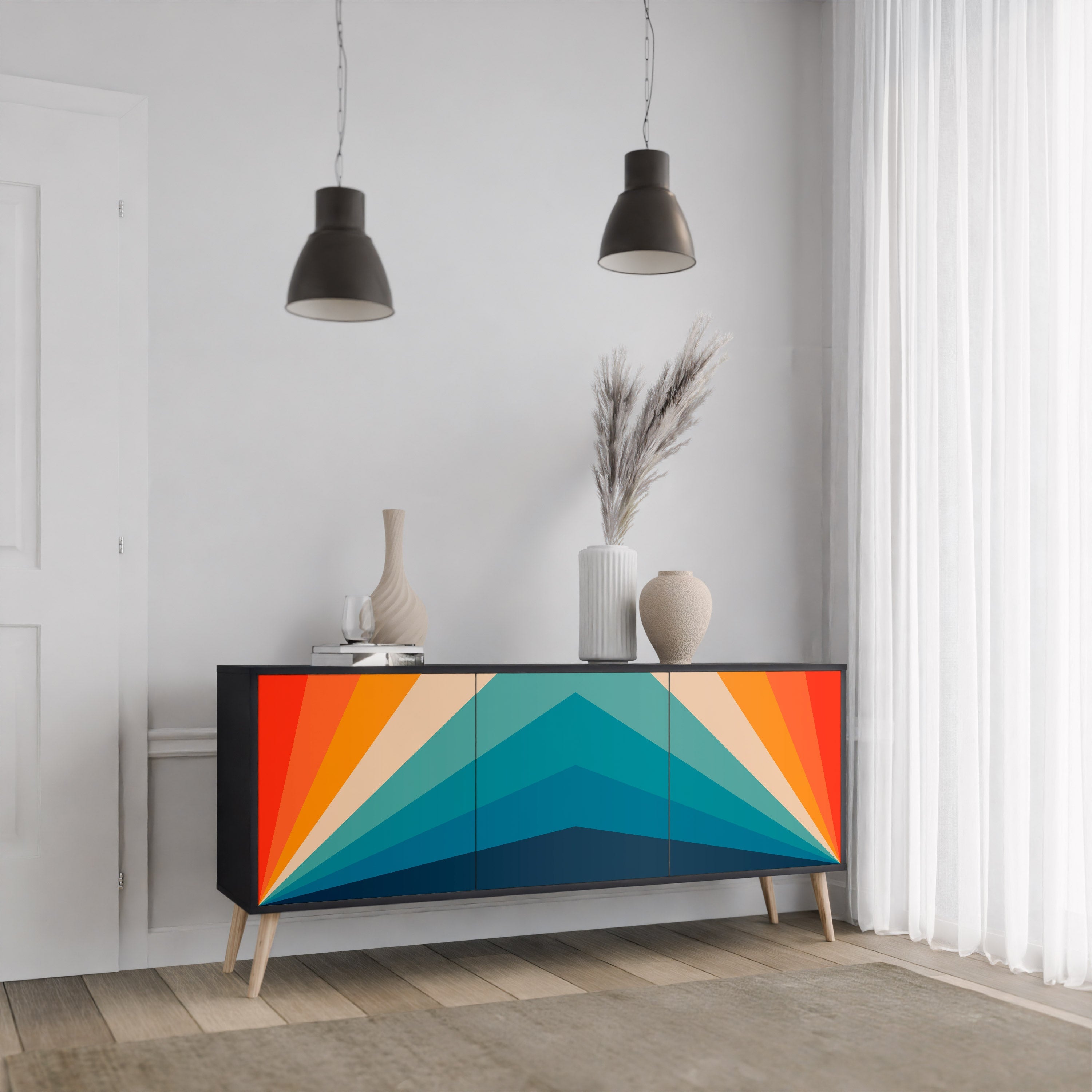 Buffet 3 portes PRISM CONCUSSION finition noire