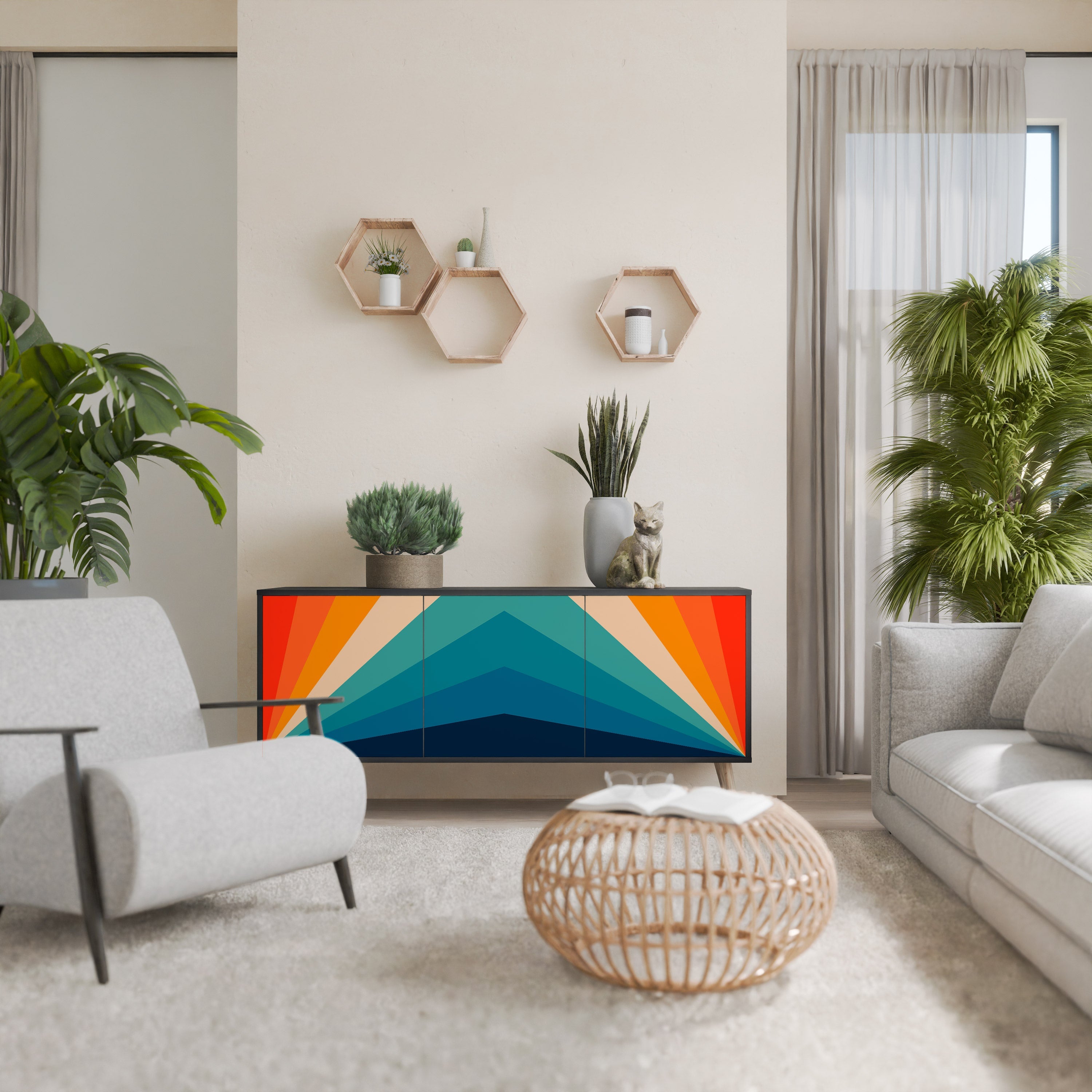 Buffet 3 portes PRISM CONCUSSION finition noire