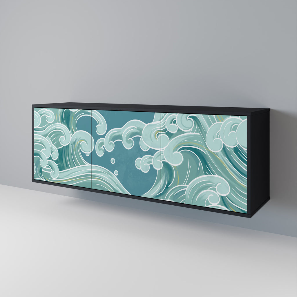 Buffet 3 portes ASIAN SWAY finition noire