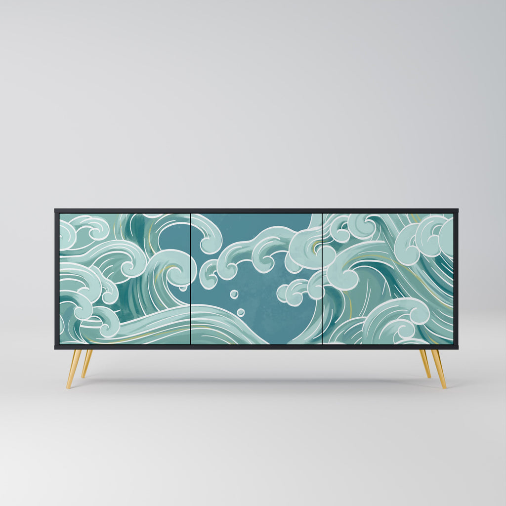 Buffet 3 portes ASIAN SWAY finition noire