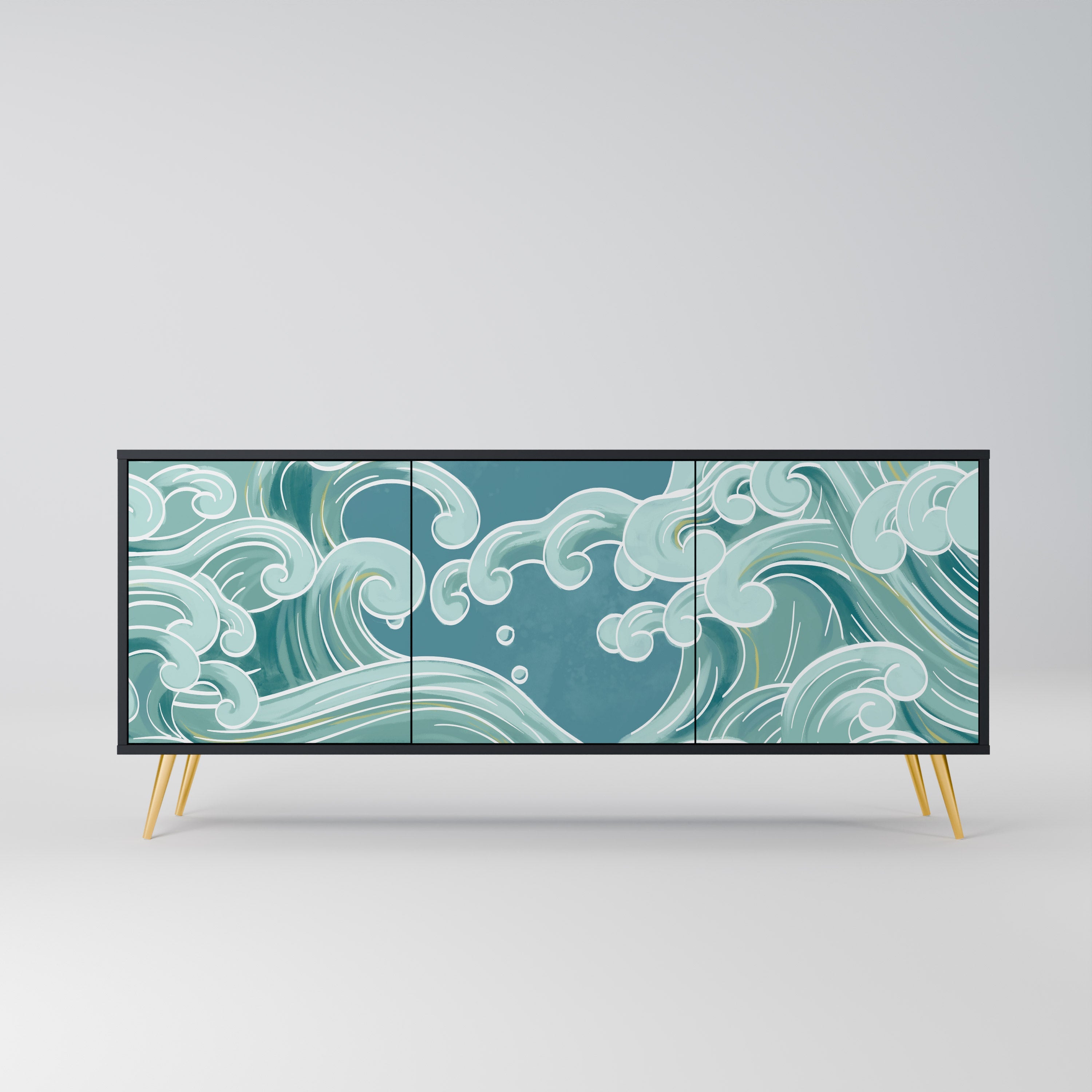 Buffet 3 portes ASIAN SWAY finition noire