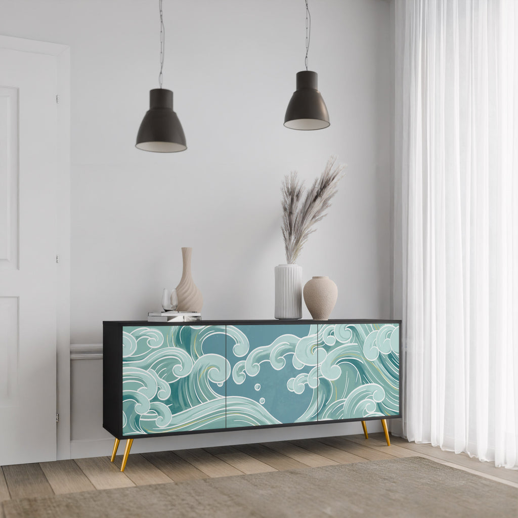 Buffet 3 portes ASIAN SWAY finition noire