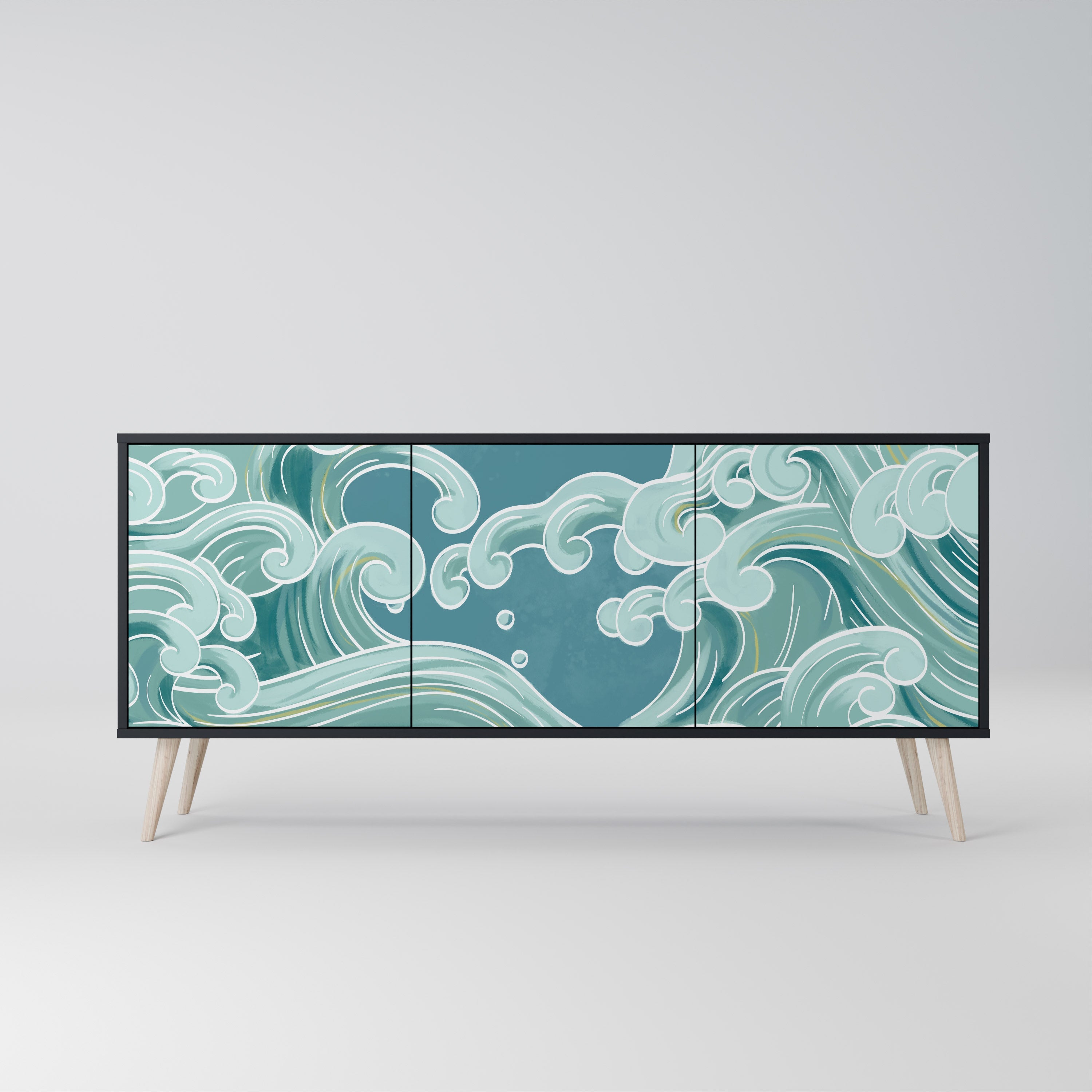 Buffet 3 portes ASIAN SWAY finition noire