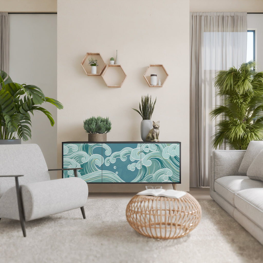 Buffet 3 portes ASIAN SWAY finition noire