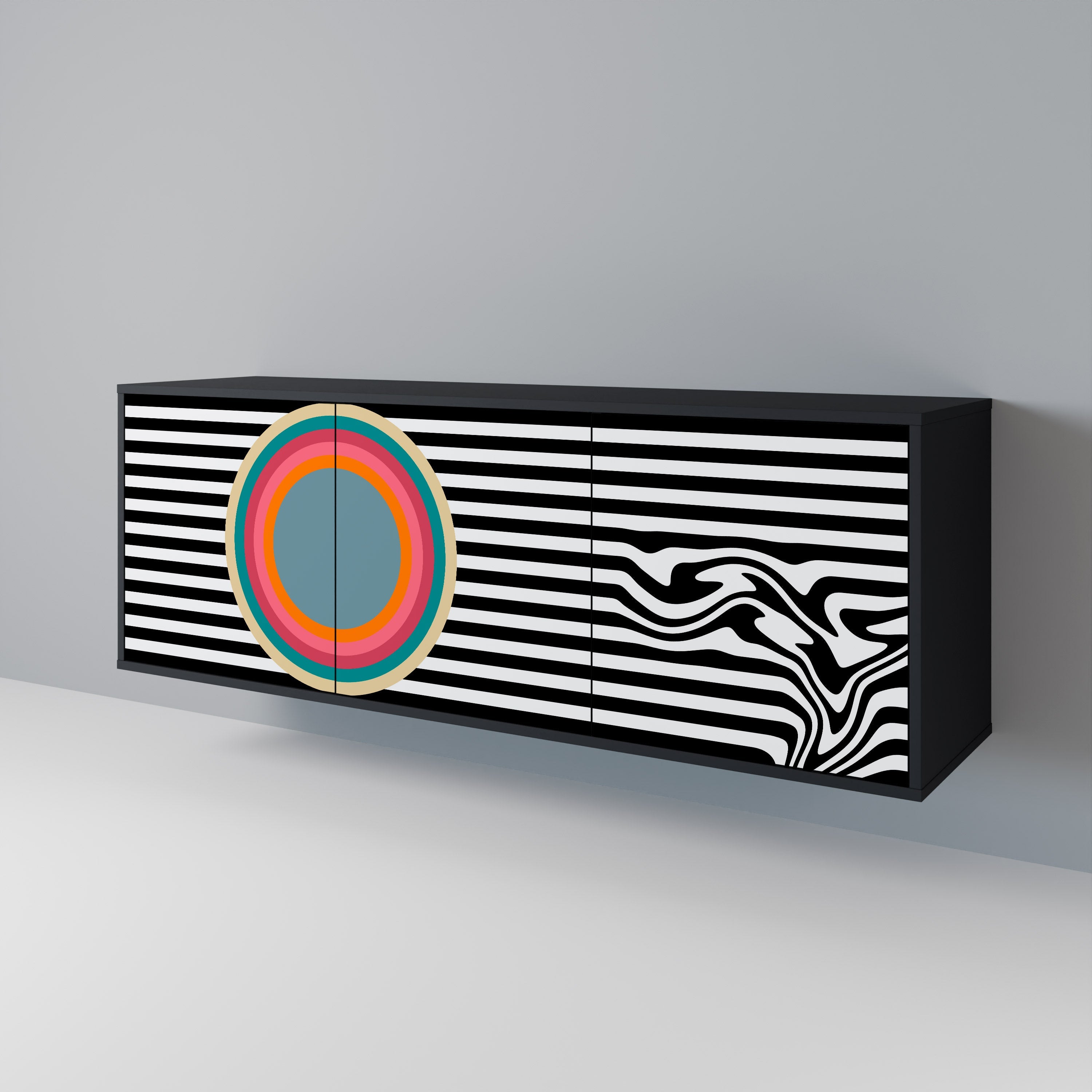 Buffet 3 portes SPECTRA SHOWCASE en finition noire