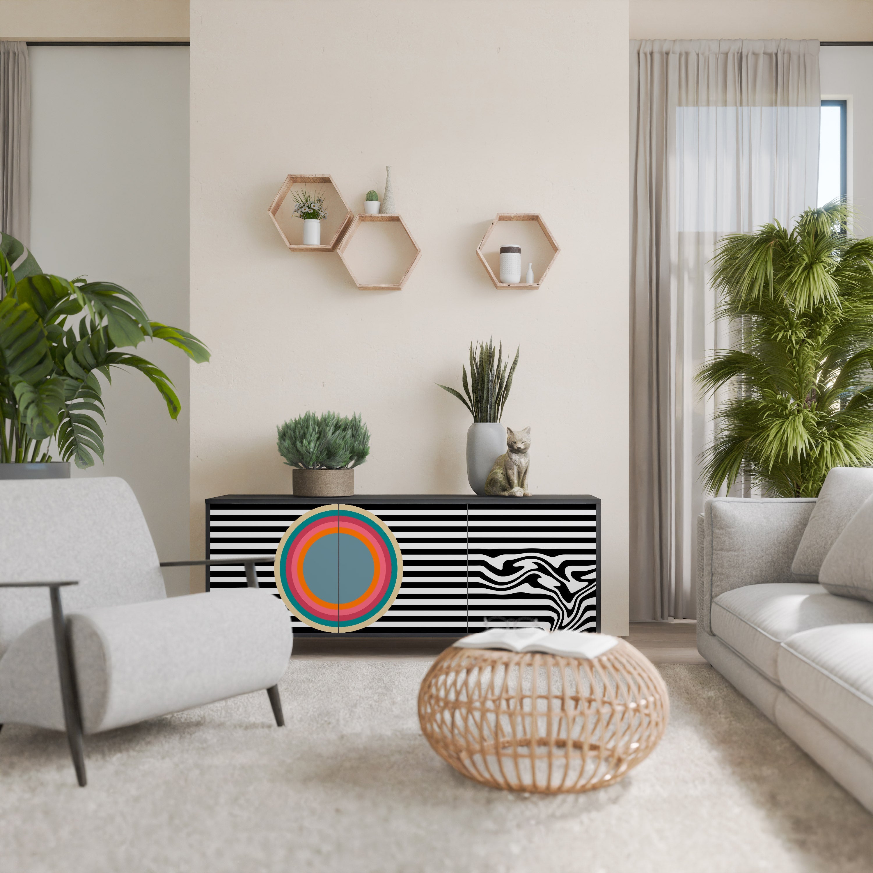 Buffet 3 portes SPECTRA SHOWCASE en finition noire