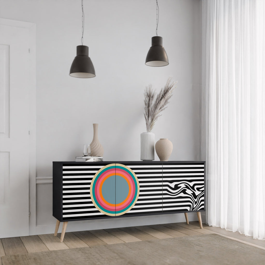 Buffet 3 portes SPECTRA SHOWCASE en finition noire