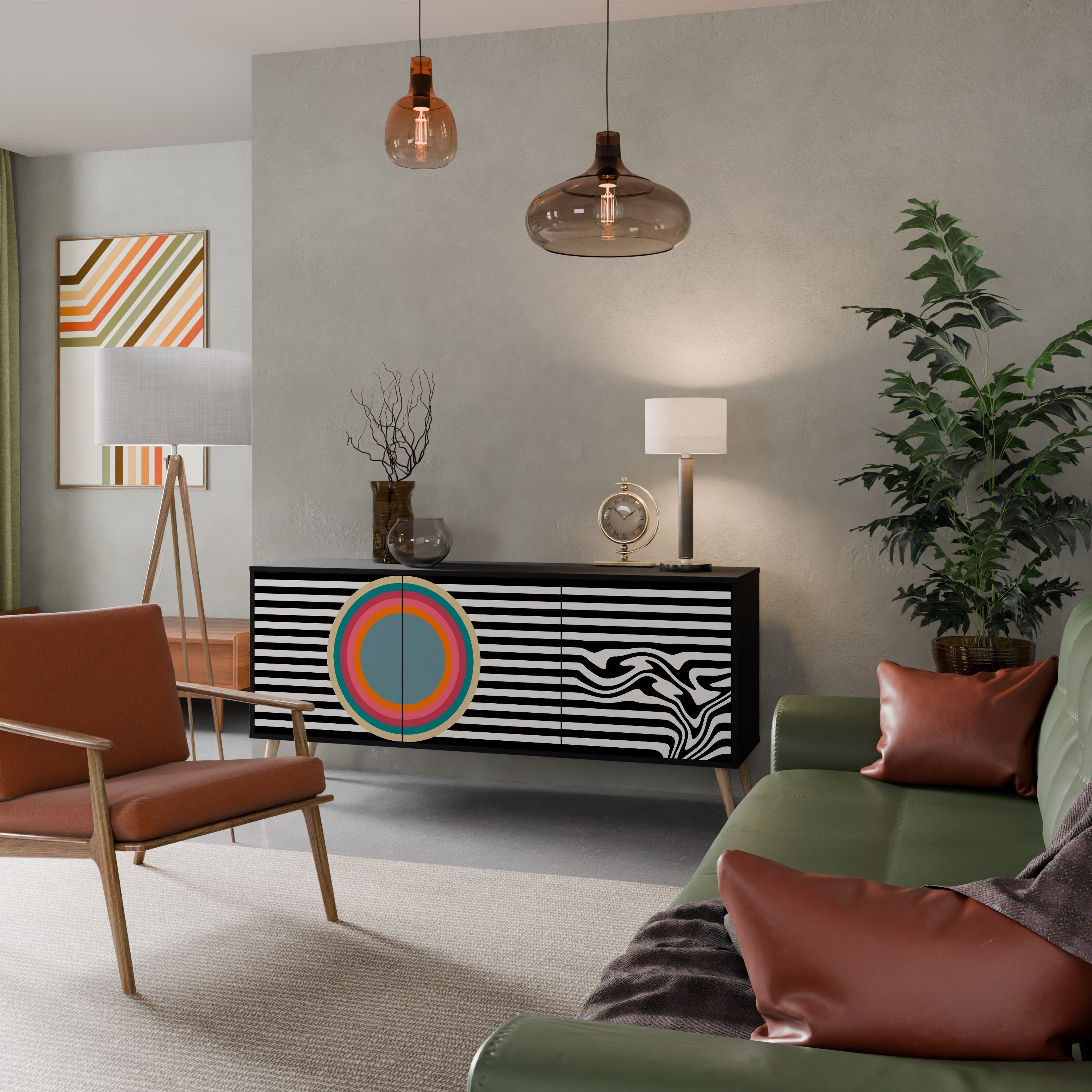 Buffet 3 portes SPECTRA SHOWCASE en finition noire