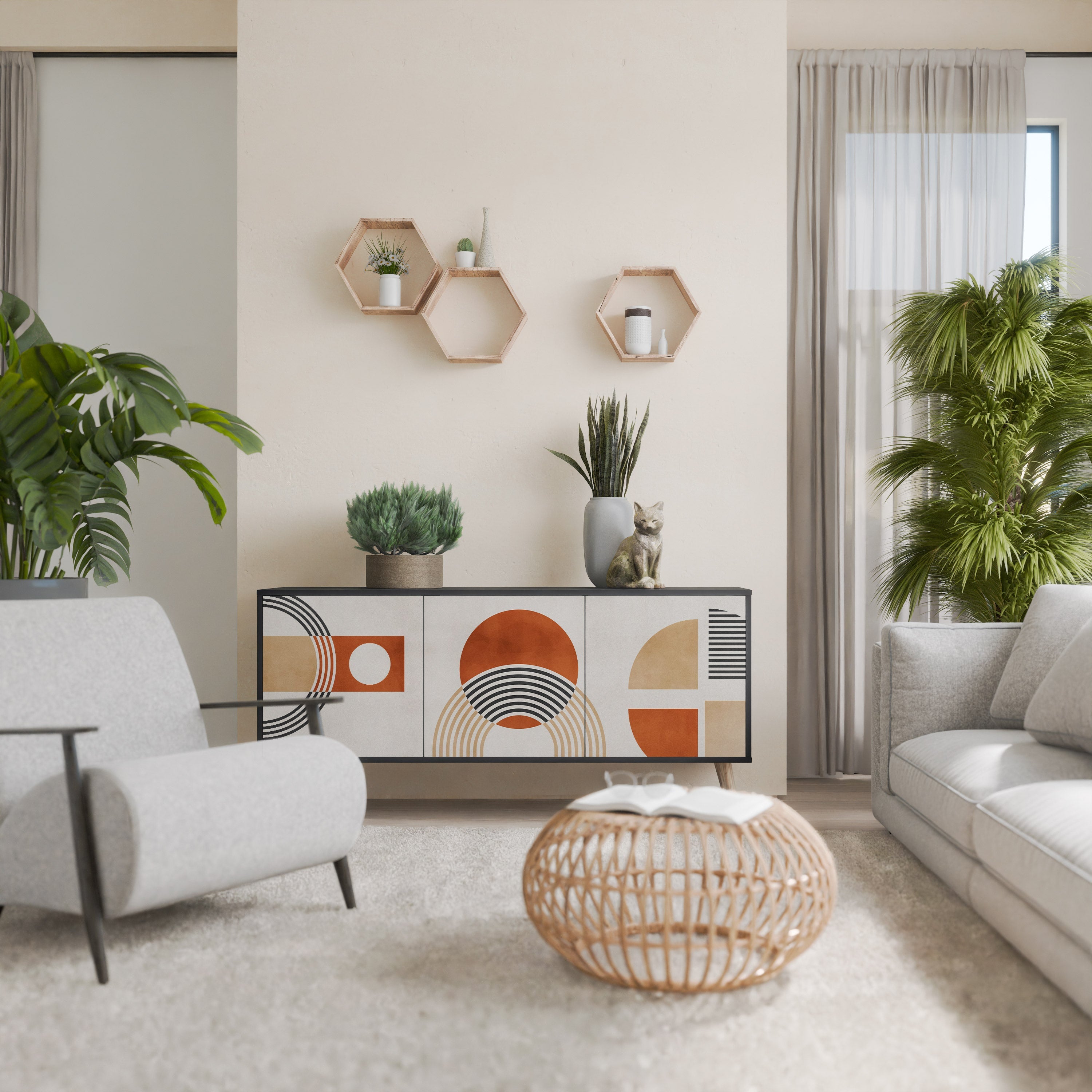 Buffet 3 portes SPACE AROUND en finition noire