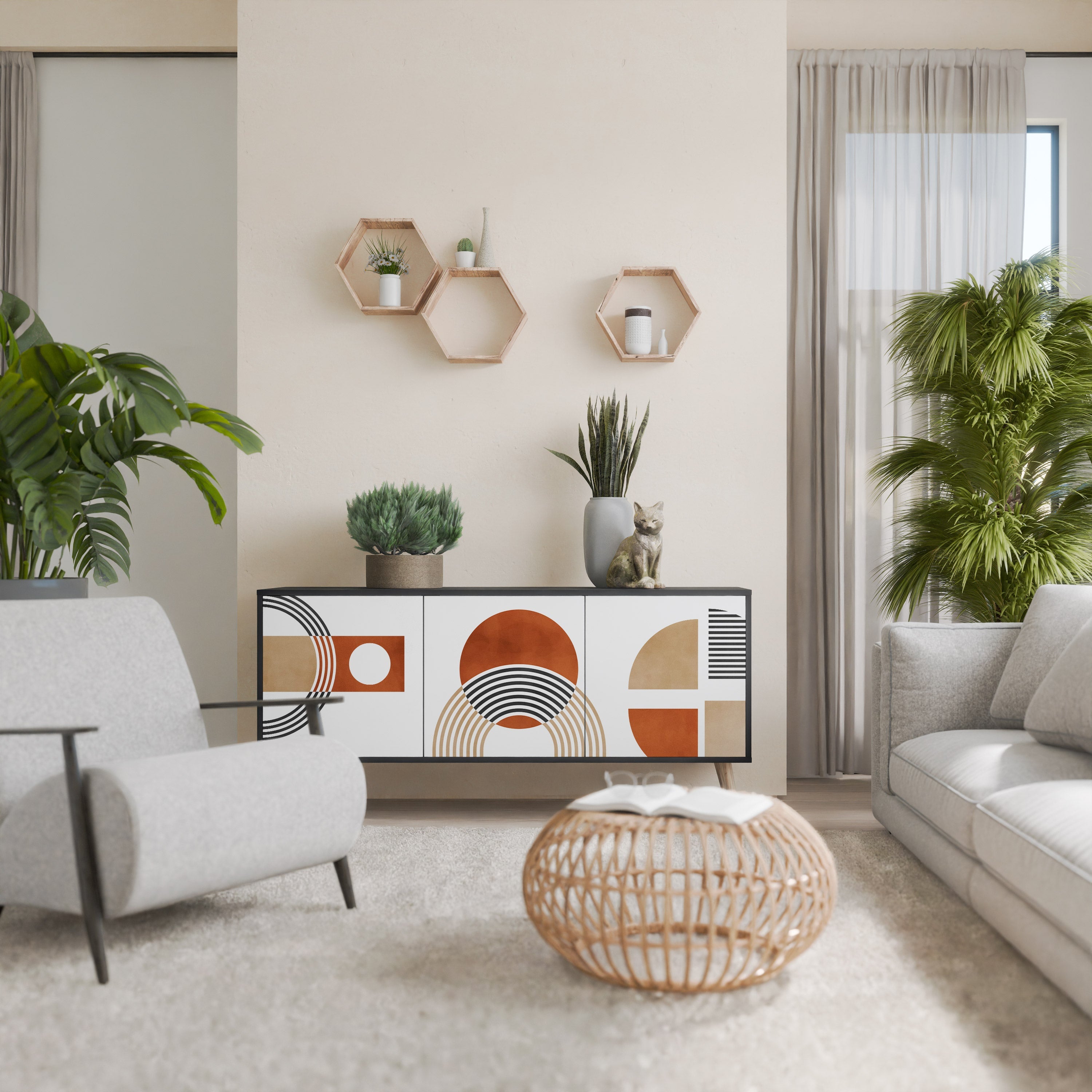 Buffet 3 portes CIRCLE RHYTM finition noire