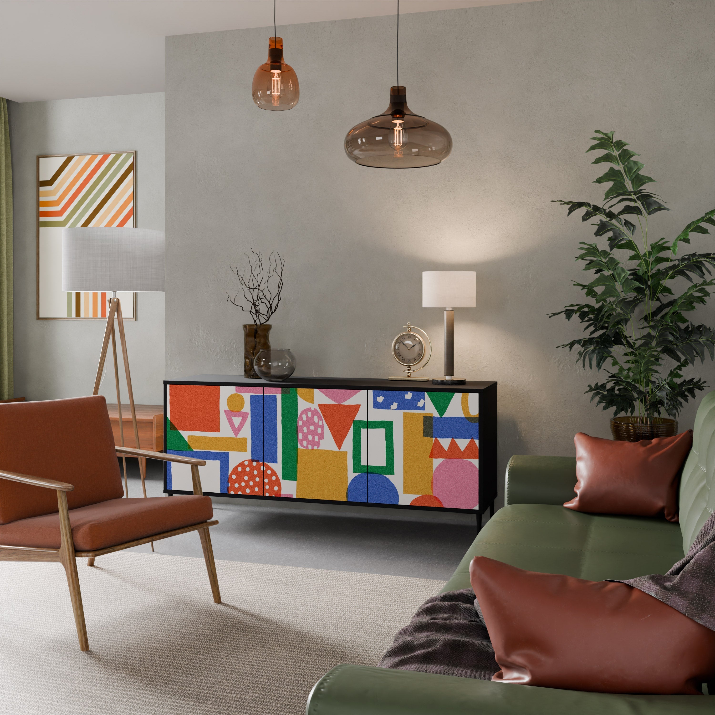 Buffet 3 portes GEOMETRIC GLIMMER en finition noire