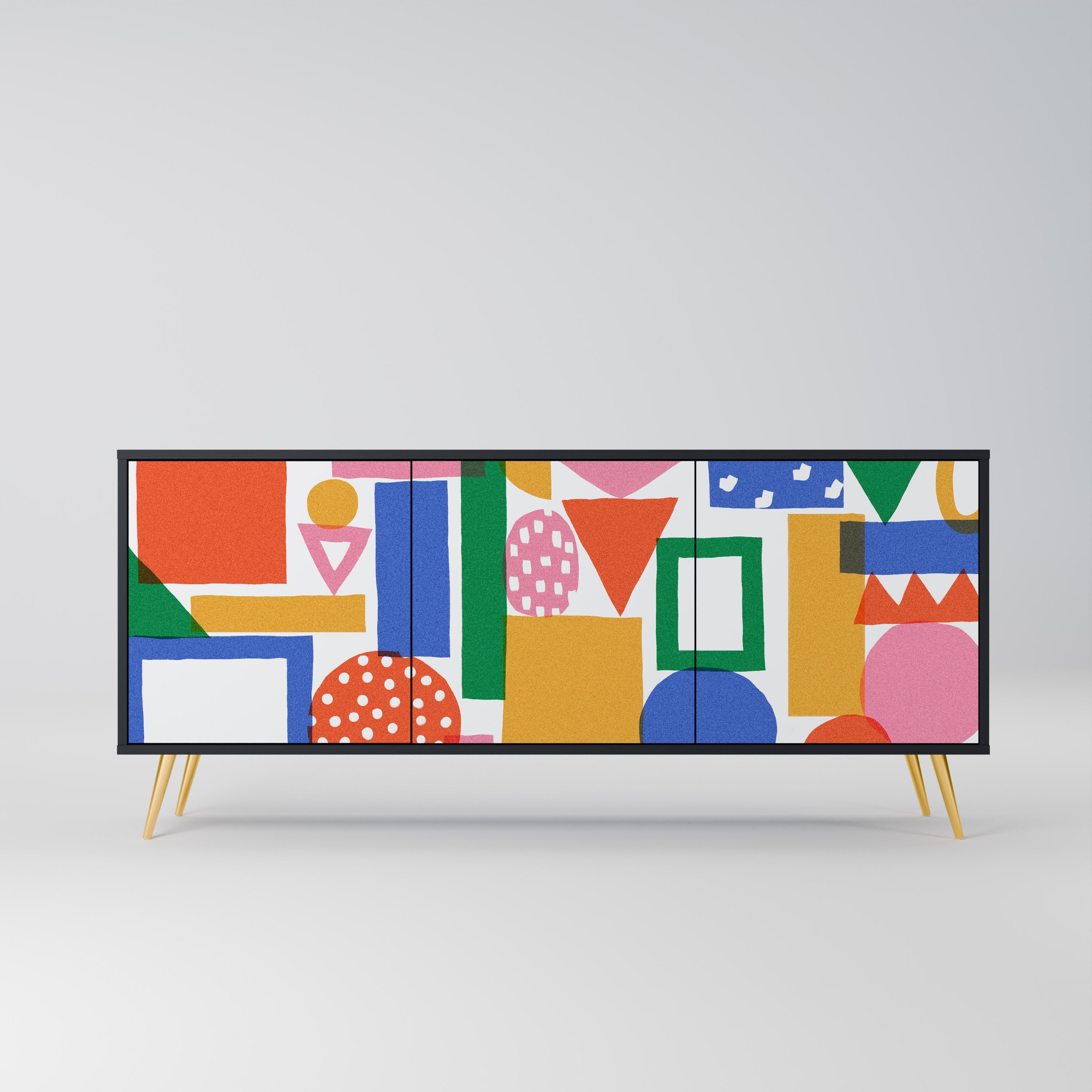 Buffet 3 portes GEOMETRIC GLIMMER en finition noire