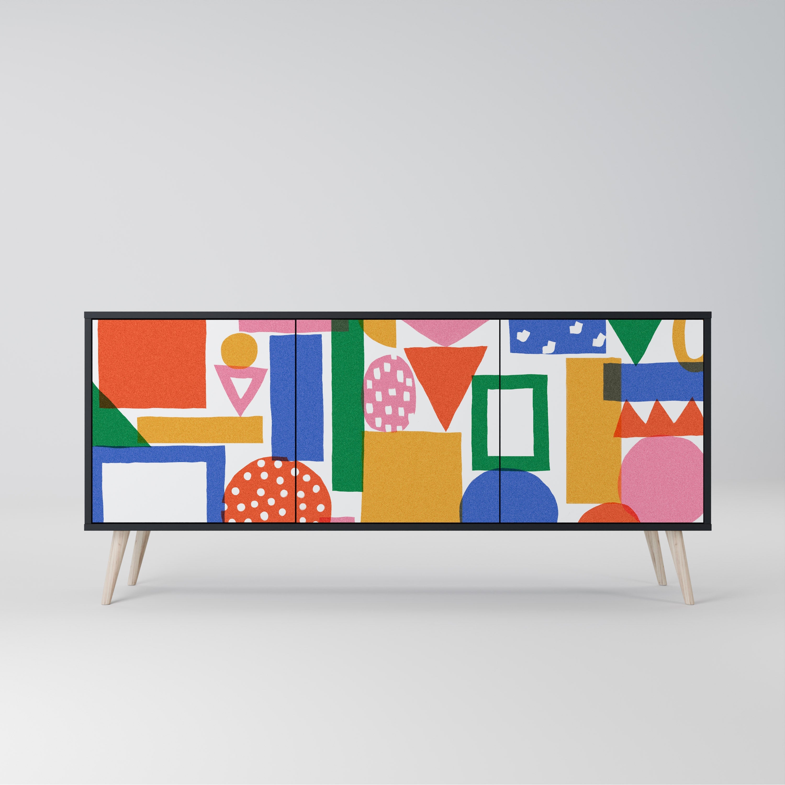 Buffet 3 portes GEOMETRIC GLIMMER en finition noire