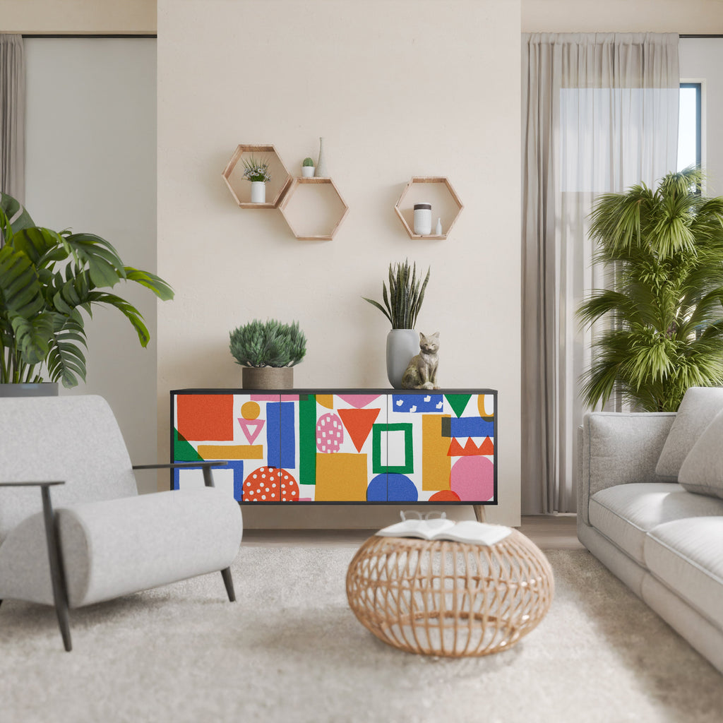 Buffet 3 portes GEOMETRIC GLIMMER en finition noire