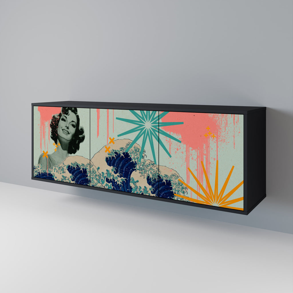 Buffet 3 portes KANAGAWA BEAUTY finition noire