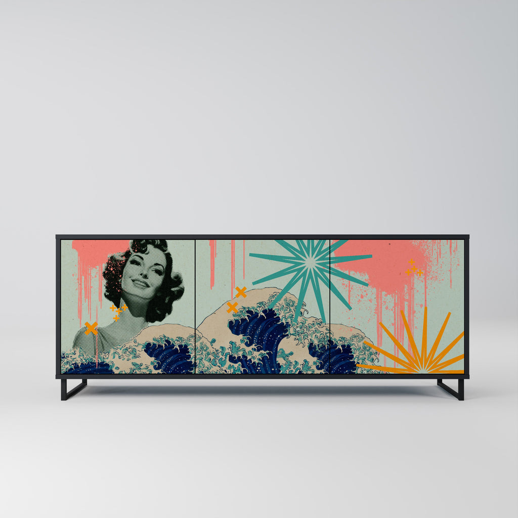 Buffet 3 portes KANAGAWA BEAUTY finition noire