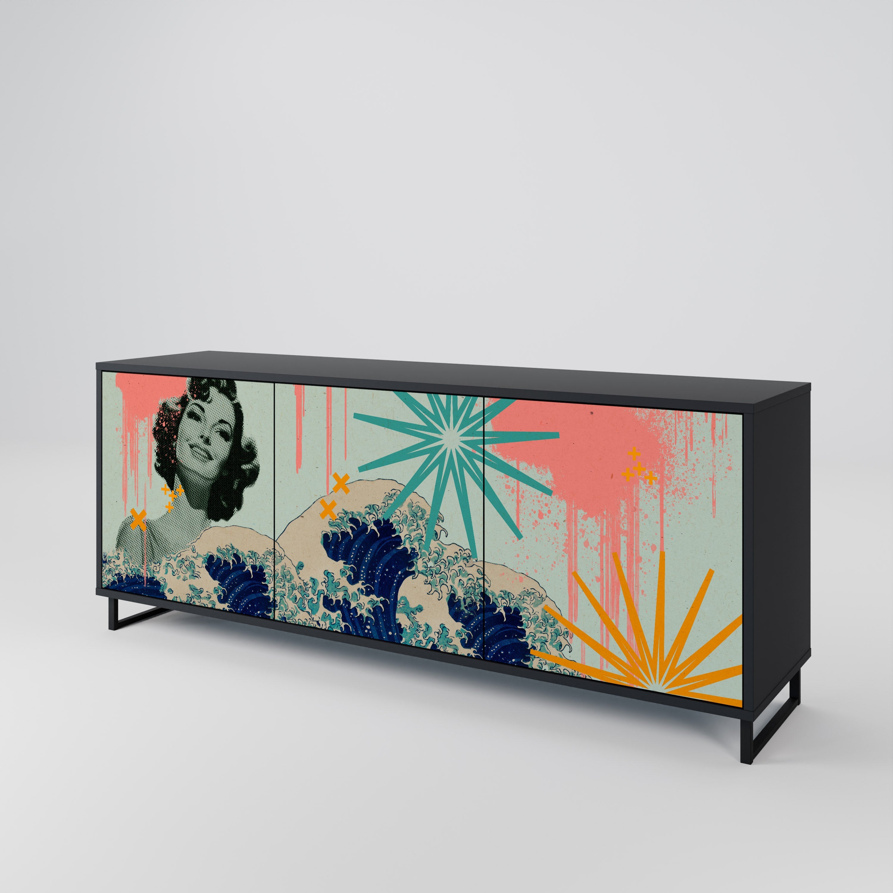 Buffet 3 portes KANAGAWA BEAUTY finition noire