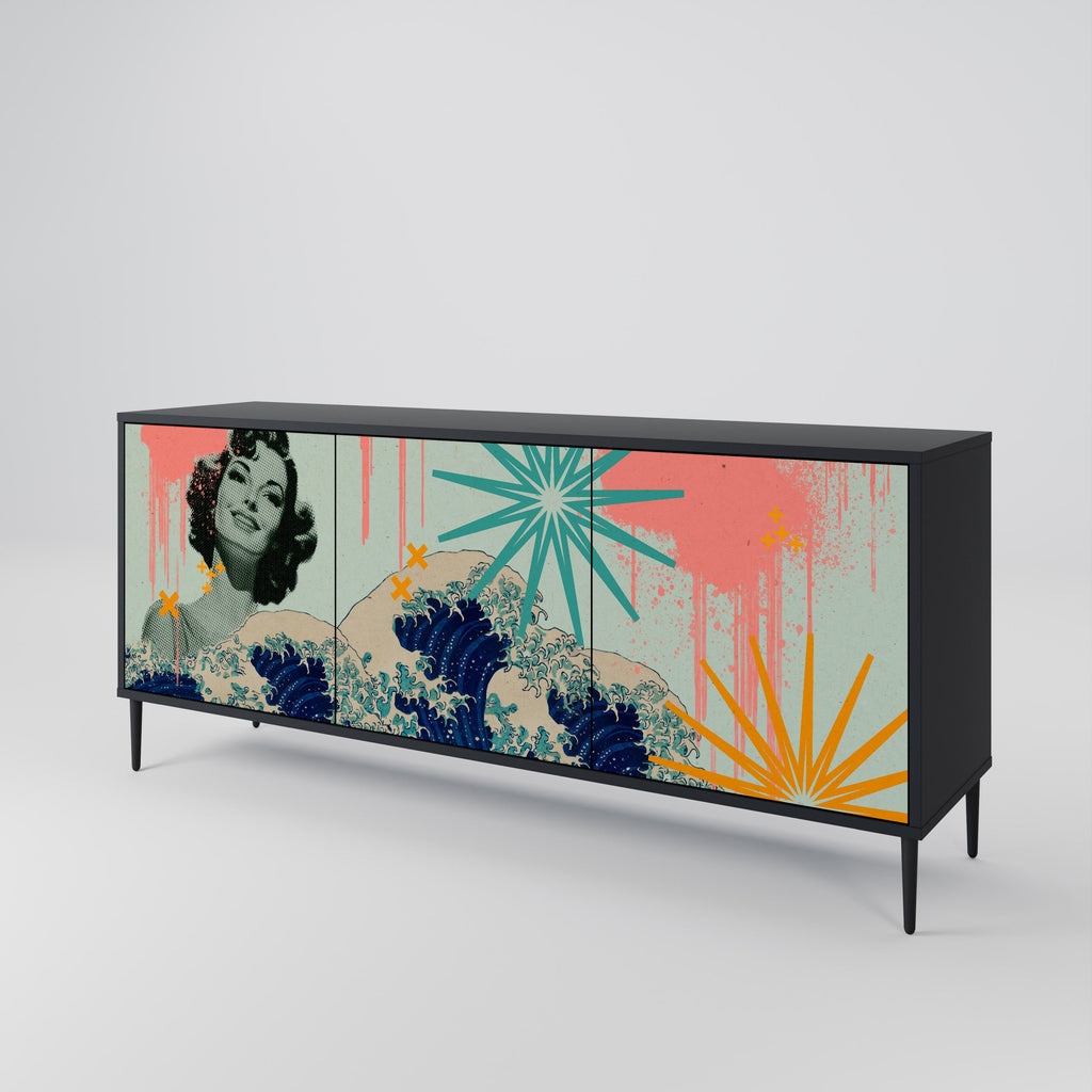 Buffet 3 portes KANAGAWA BEAUTY finition noire