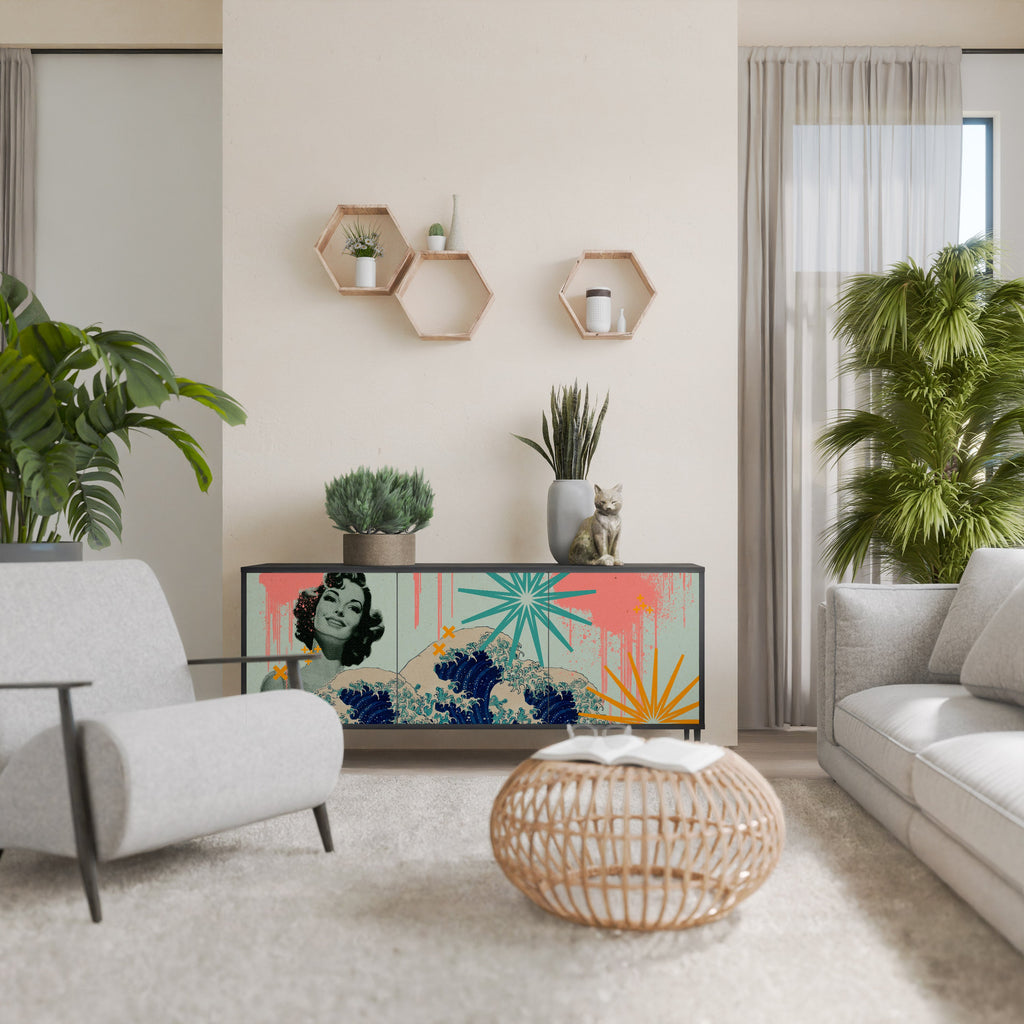 Buffet 3 portes KANAGAWA BEAUTY finition noire