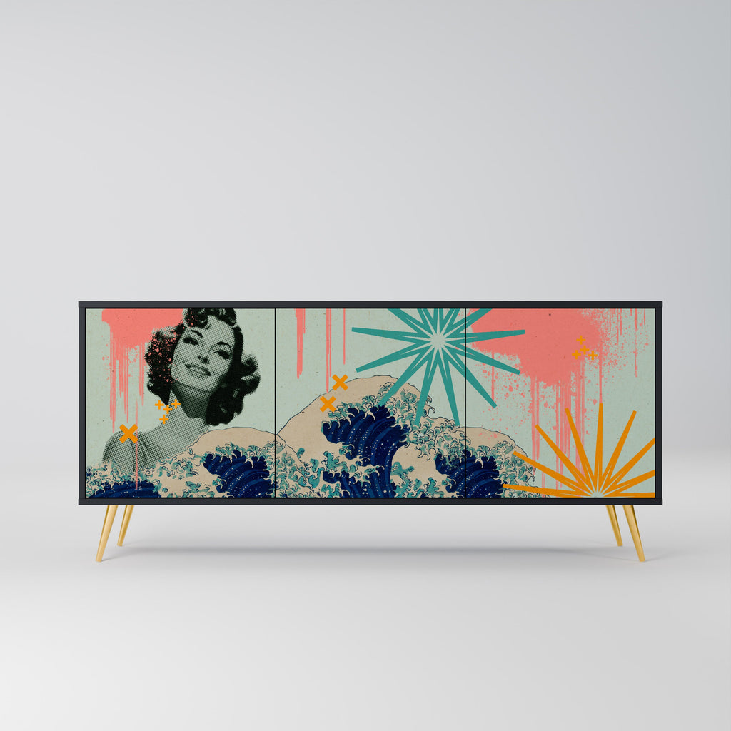 Buffet 3 portes KANAGAWA BEAUTY finition noire