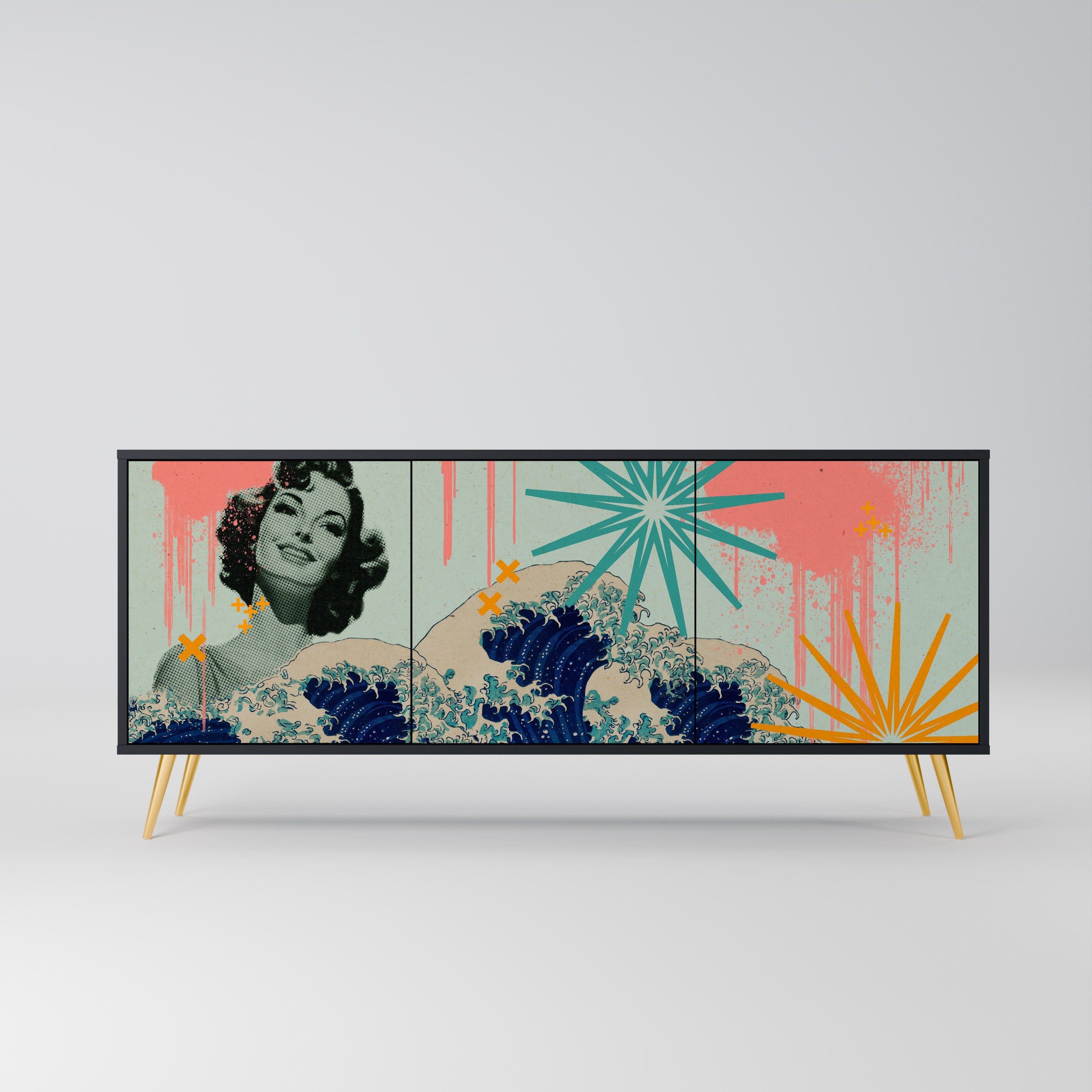 Buffet 3 portes KANAGAWA BEAUTY finition noire