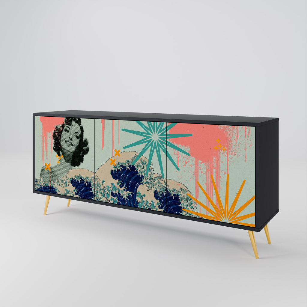 Buffet 3 portes KANAGAWA BEAUTY finition noire