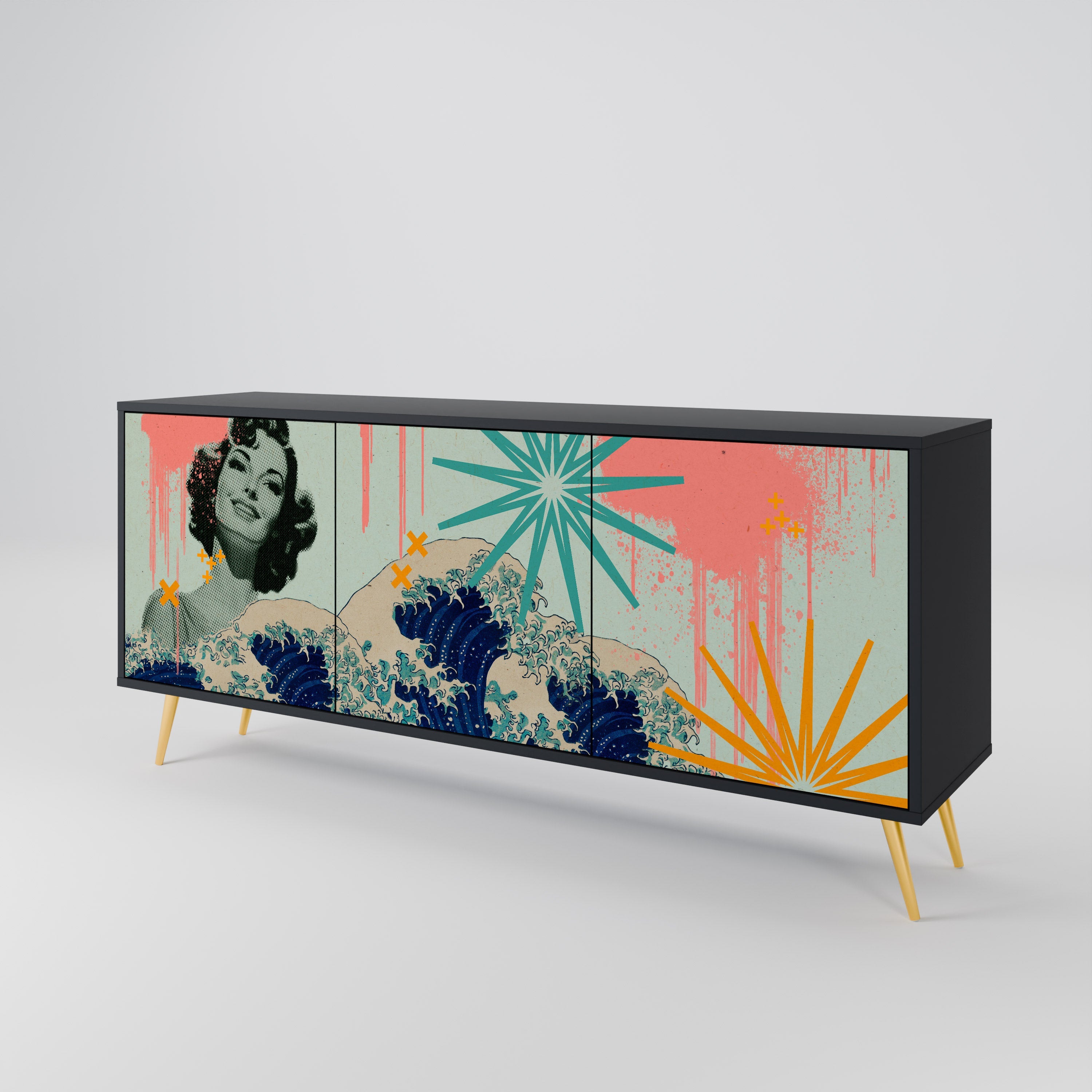 Buffet 3 portes KANAGAWA BEAUTY finition noire