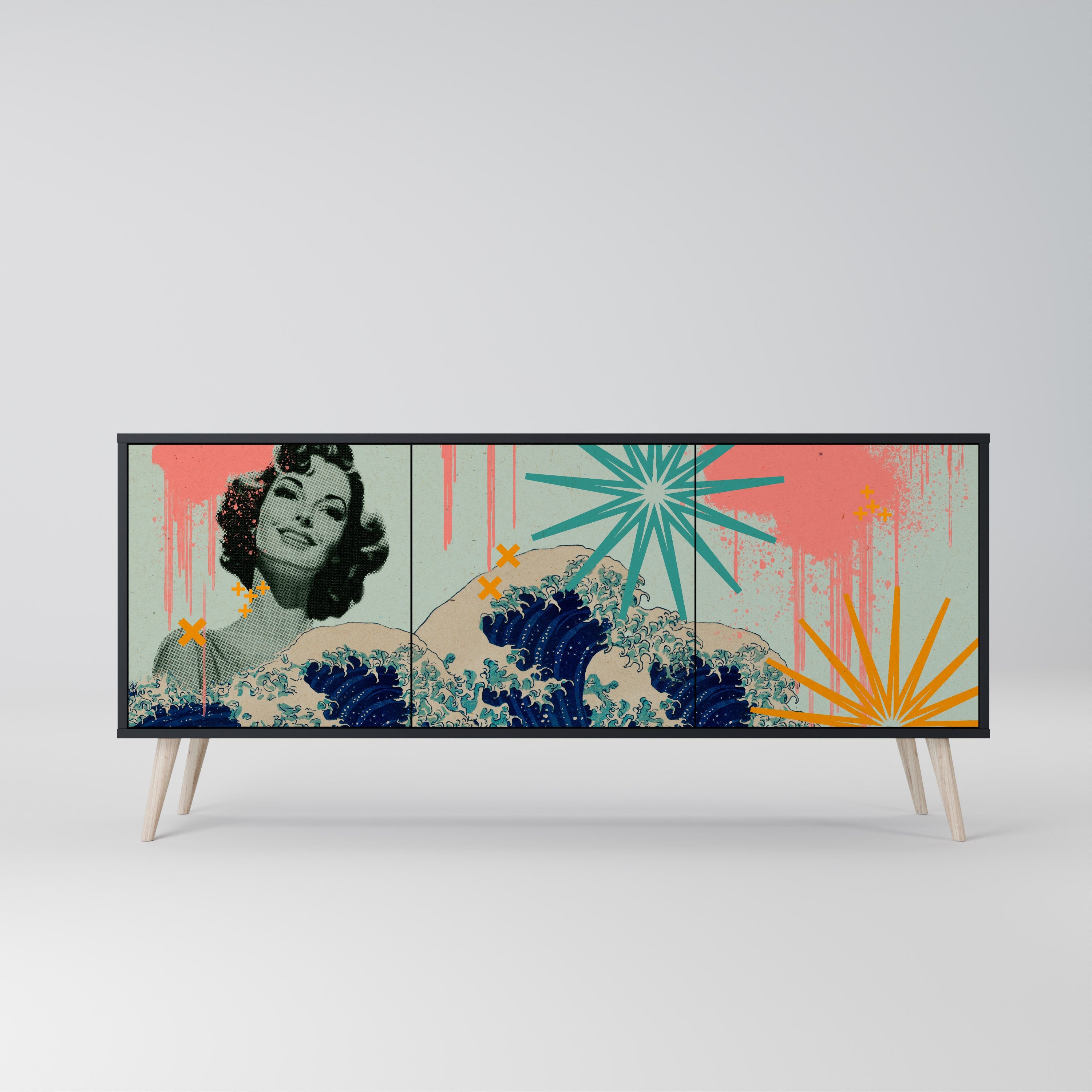 Buffet 3 portes KANAGAWA BEAUTY finition noire