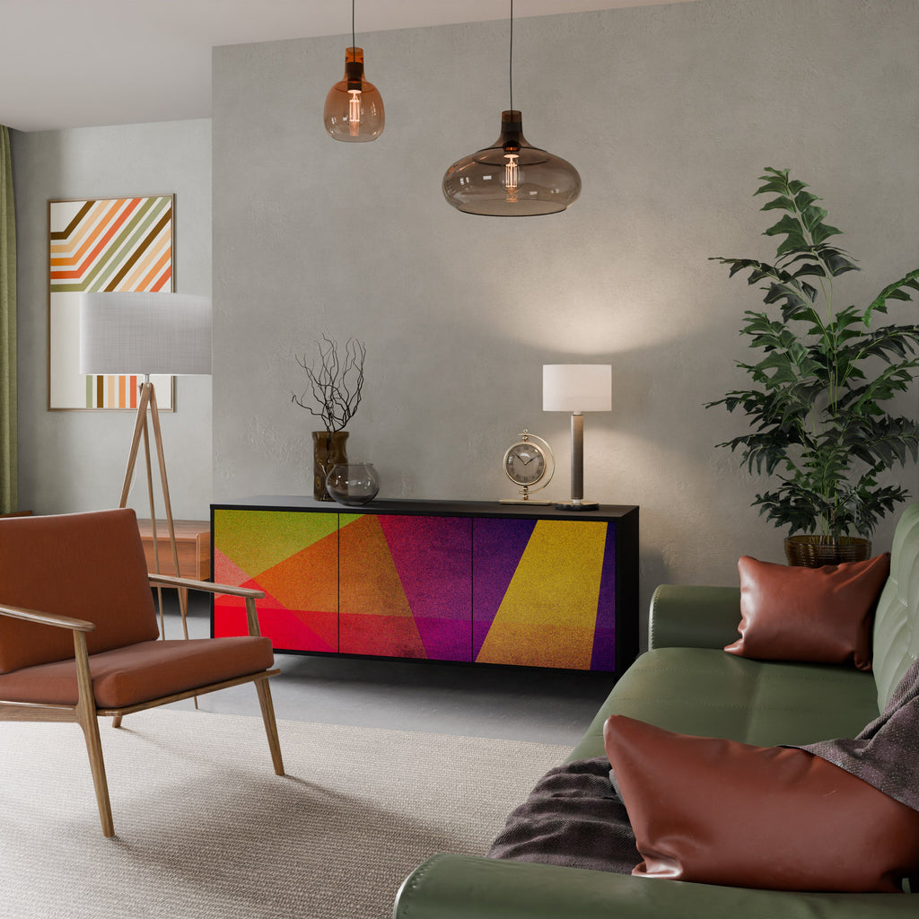 Buffet 3 portes VIVID GEOMETRY en finition noire