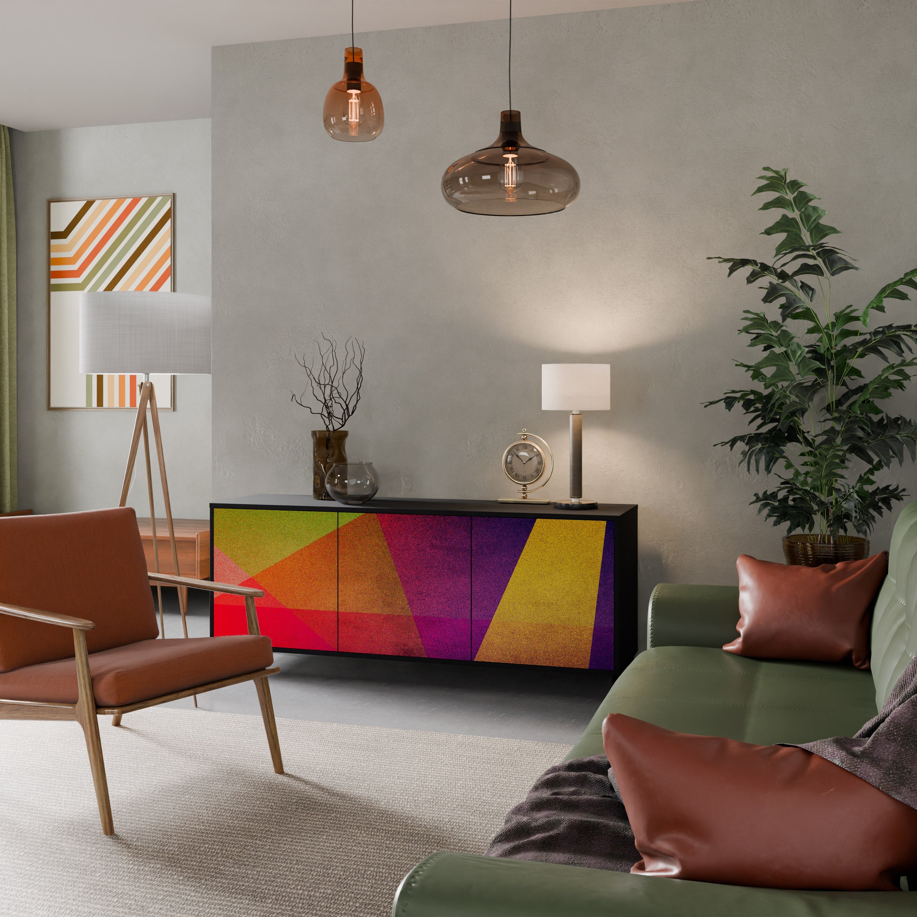 Buffet 3 portes VIVID GEOMETRY en finition noire