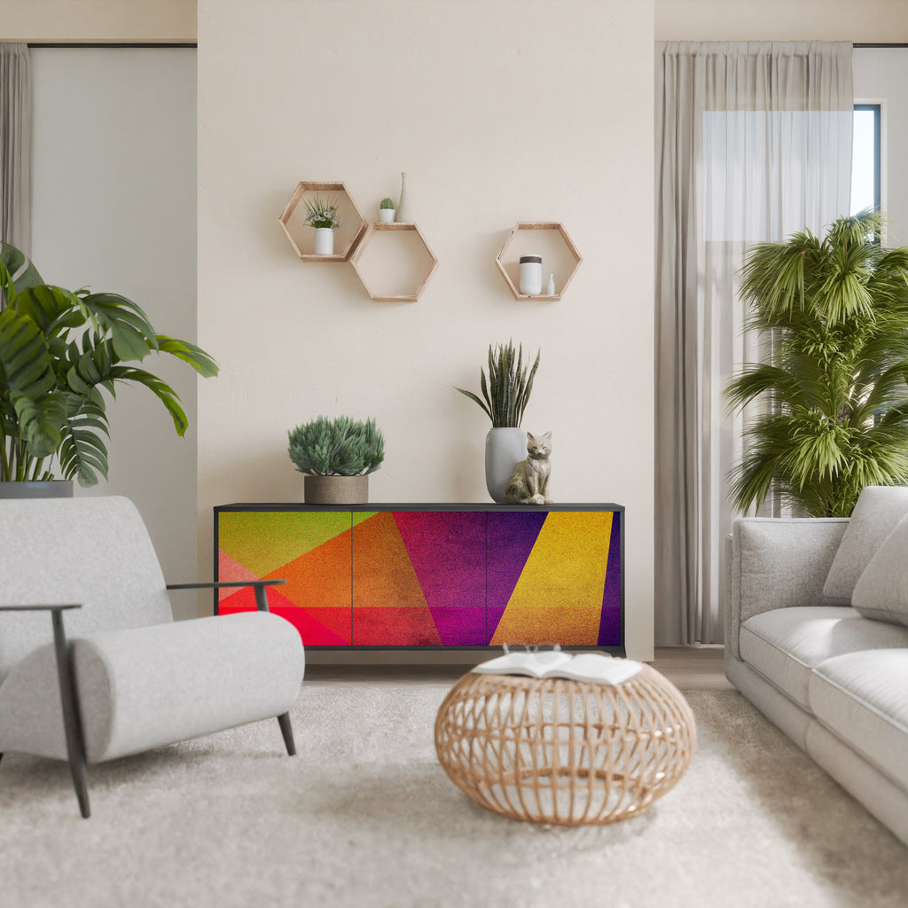 Buffet 3 portes VIVID GEOMETRY en finition noire