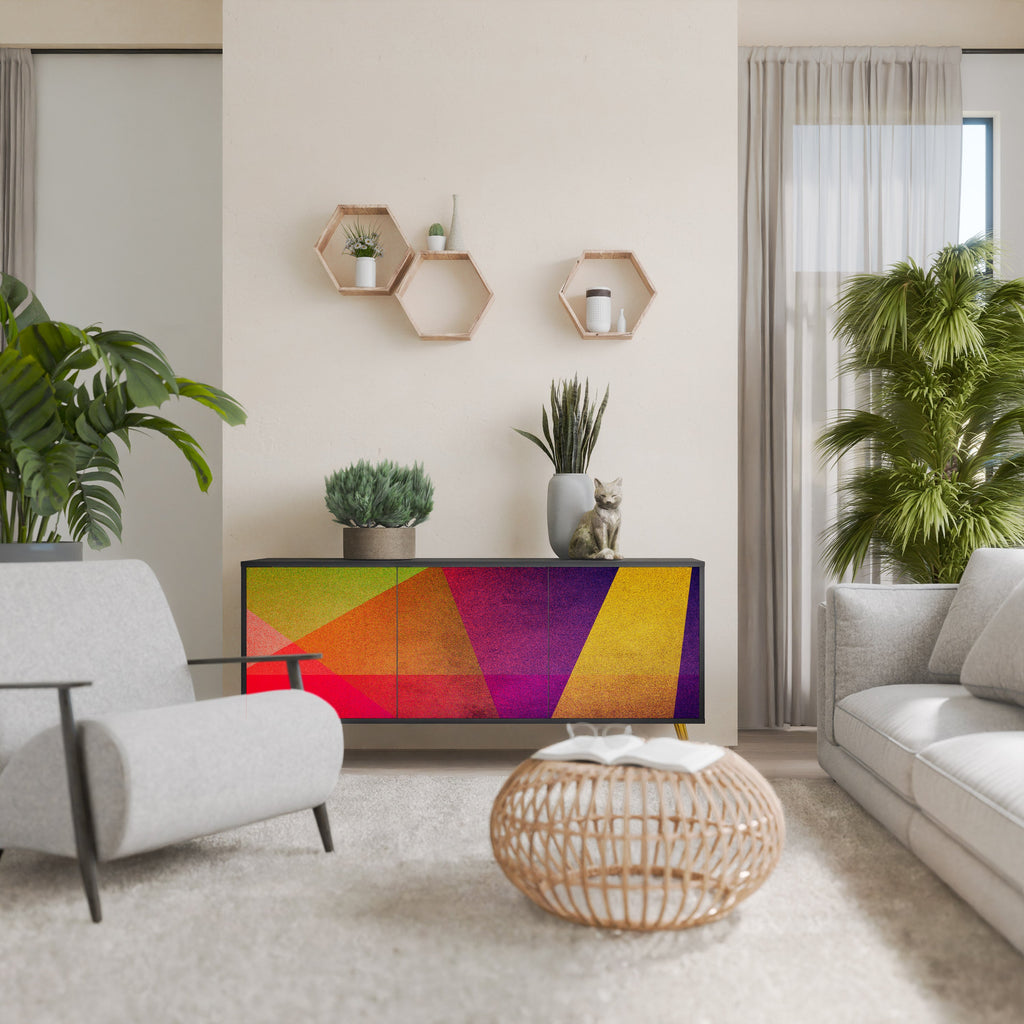 Buffet 3 portes VIVID GEOMETRY en finition noire