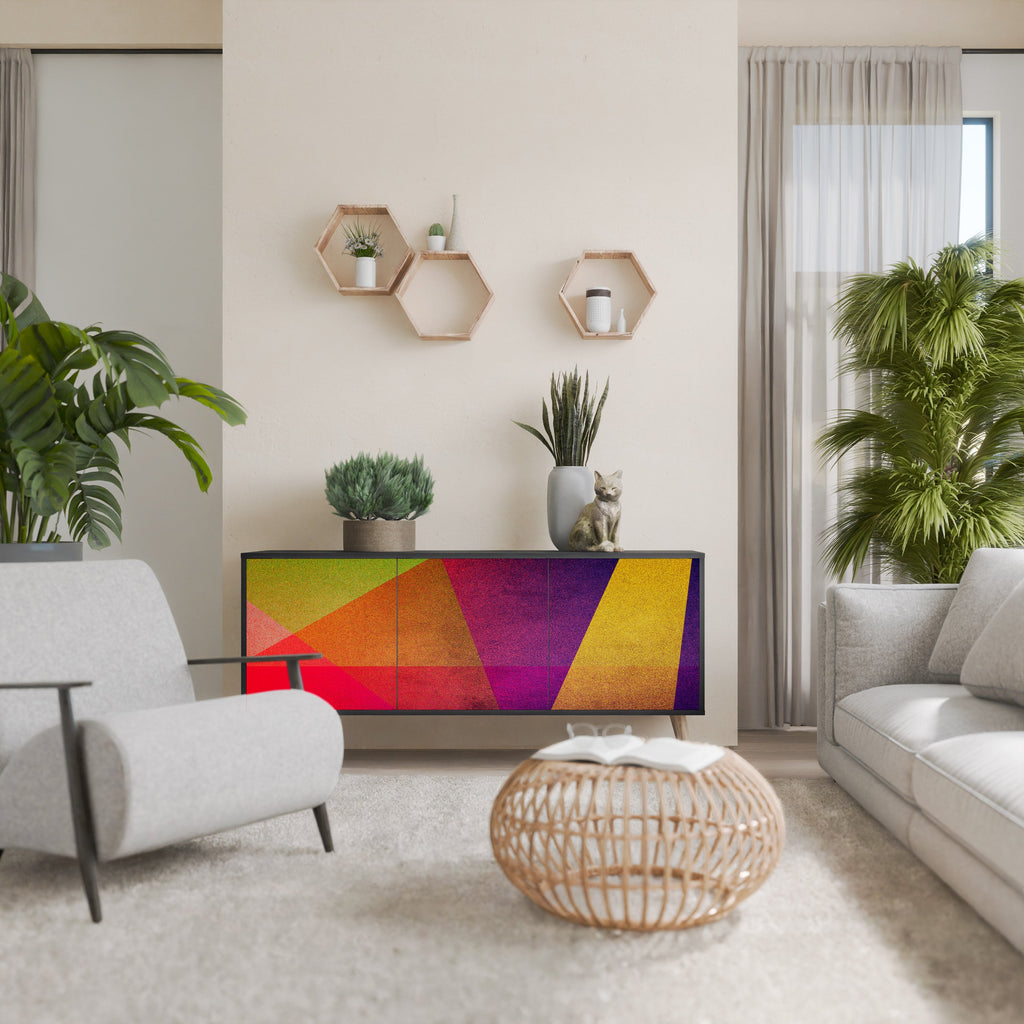 Buffet 3 portes VIVID GEOMETRY en finition noire