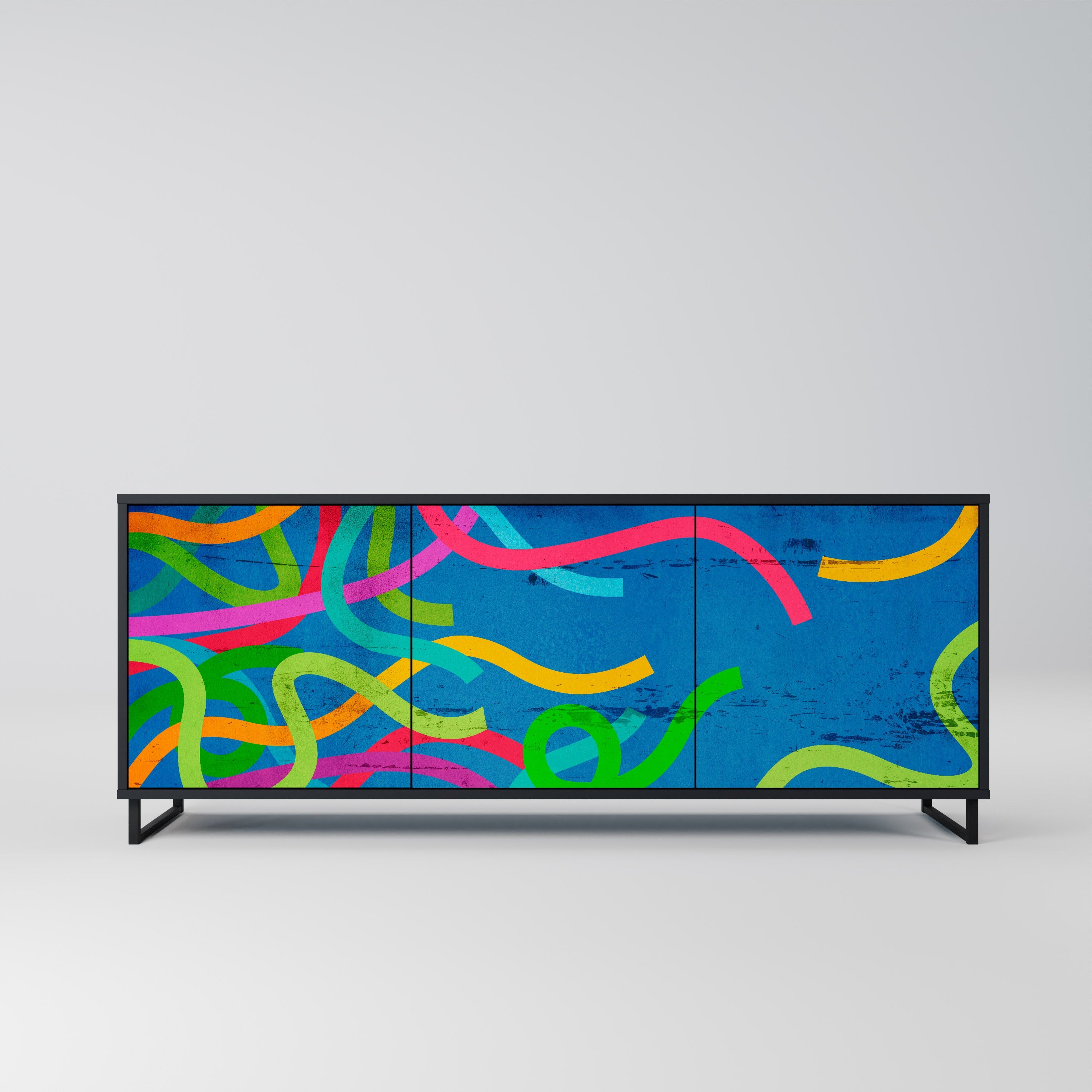 Buffet 3 portes STREAMER TANGLE finition noire