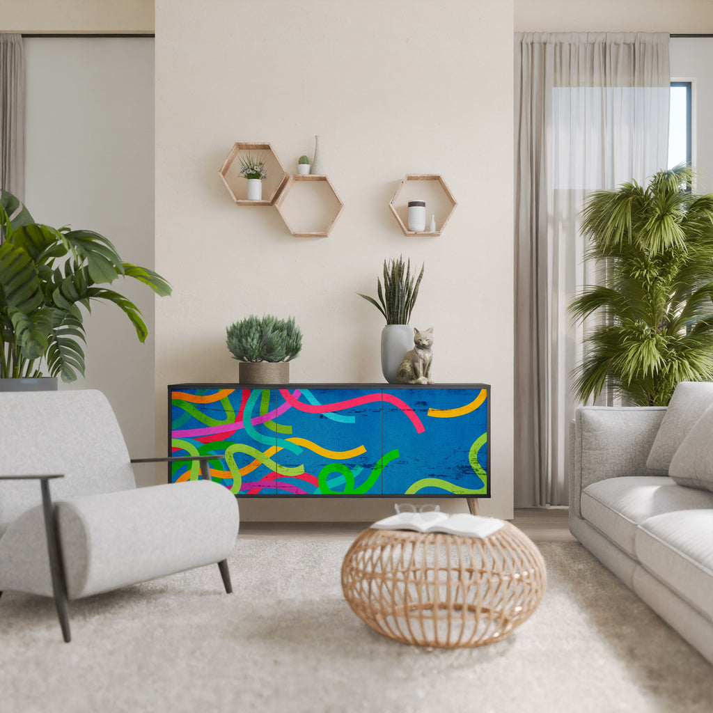 Buffet 3 portes STREAMER TANGLE finition noire